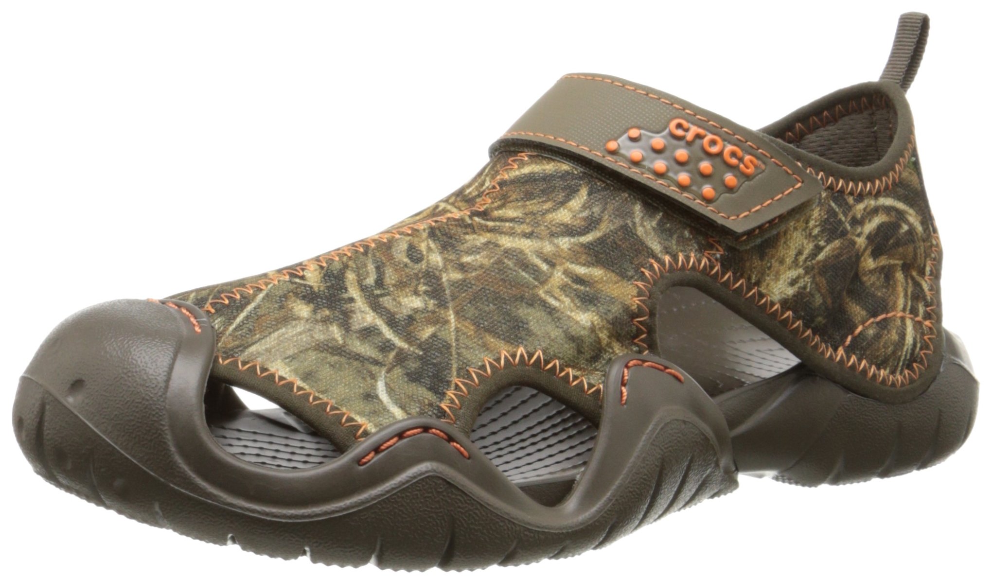 Mens Crocs Swiftwater Sandals Shoes Sz 7 Used Camp Camouflage Fishing Water Crocs Swiftwater Wave Sandals Green Mesh Slip On Water Shoes  main image 3