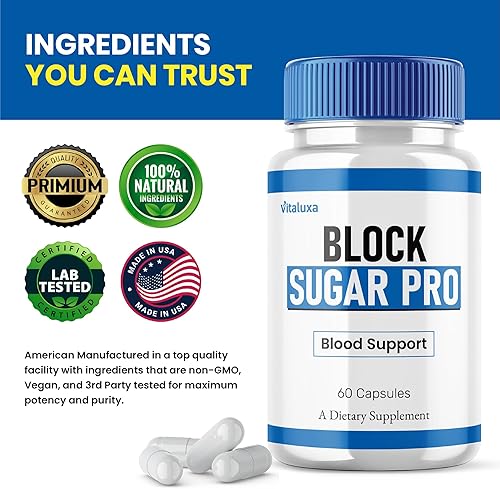 Miniatura 4 de Paquete de 2 cápsulas Block Sugar Pro, suplemento BlockSugar Fórmula avanzada en sangre máxima fuerza, BlockSugarPro Black Pills Premium Support