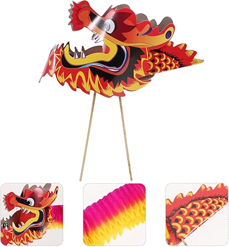 Miniatura 9 de Beavorty Decoración del hogar, diseño de dragón de papel chino, 8 unidades, diseño de dragón chino, guirnalda de dragón de papel en 3D, manualidades