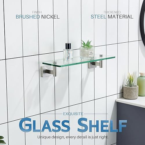 Miniatura 3 de KOKOSIRI Estante flotante para baño, estantes de montaje en pared de 16 pulgadas para dormitorio, sala de estar, cocina, estante colgante pequeño de