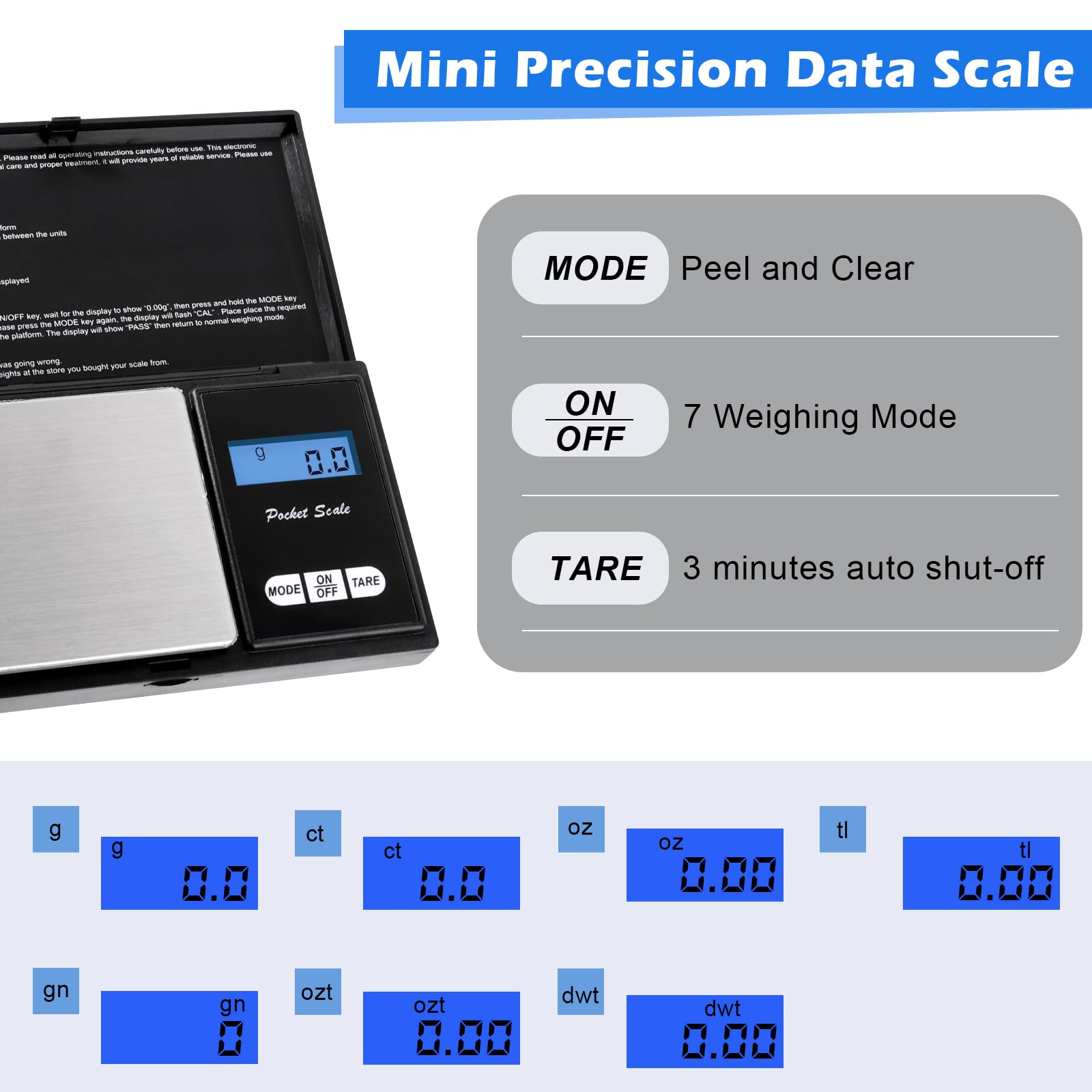 JOPHEK Balance de Precision Mini Écran LCD Rétroéclairé Poche Bijoux Cuisine Haute Précision (200G/0.01G)