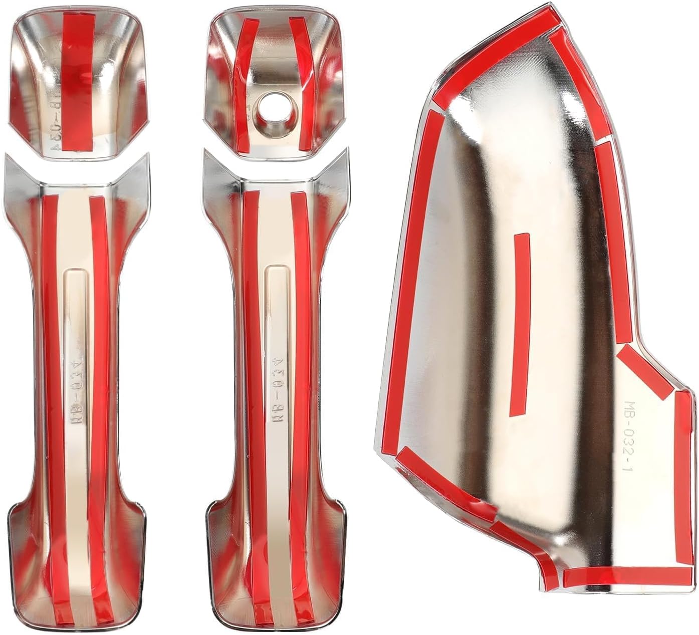 Chrome Mirror Cover +4PCS Door Handle Covers fits Ram 1500 2019-2024 4-Door Extended/Crew Cab Models Only Caps Top Half Left & Right Without Smart Keyholes, Siver Plated