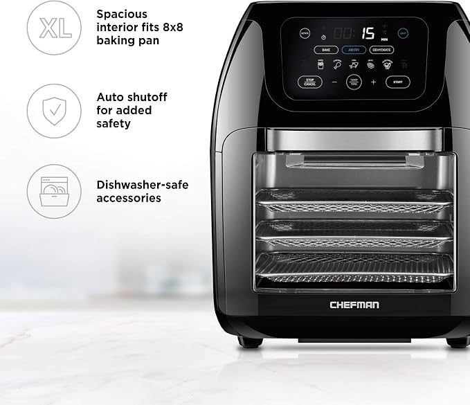 Chefman Horno Freidora de Aire Digital de 10 Litros | Deshidratador | Horno  Rostizador | Negro : Amazon.com.mx: Belleza