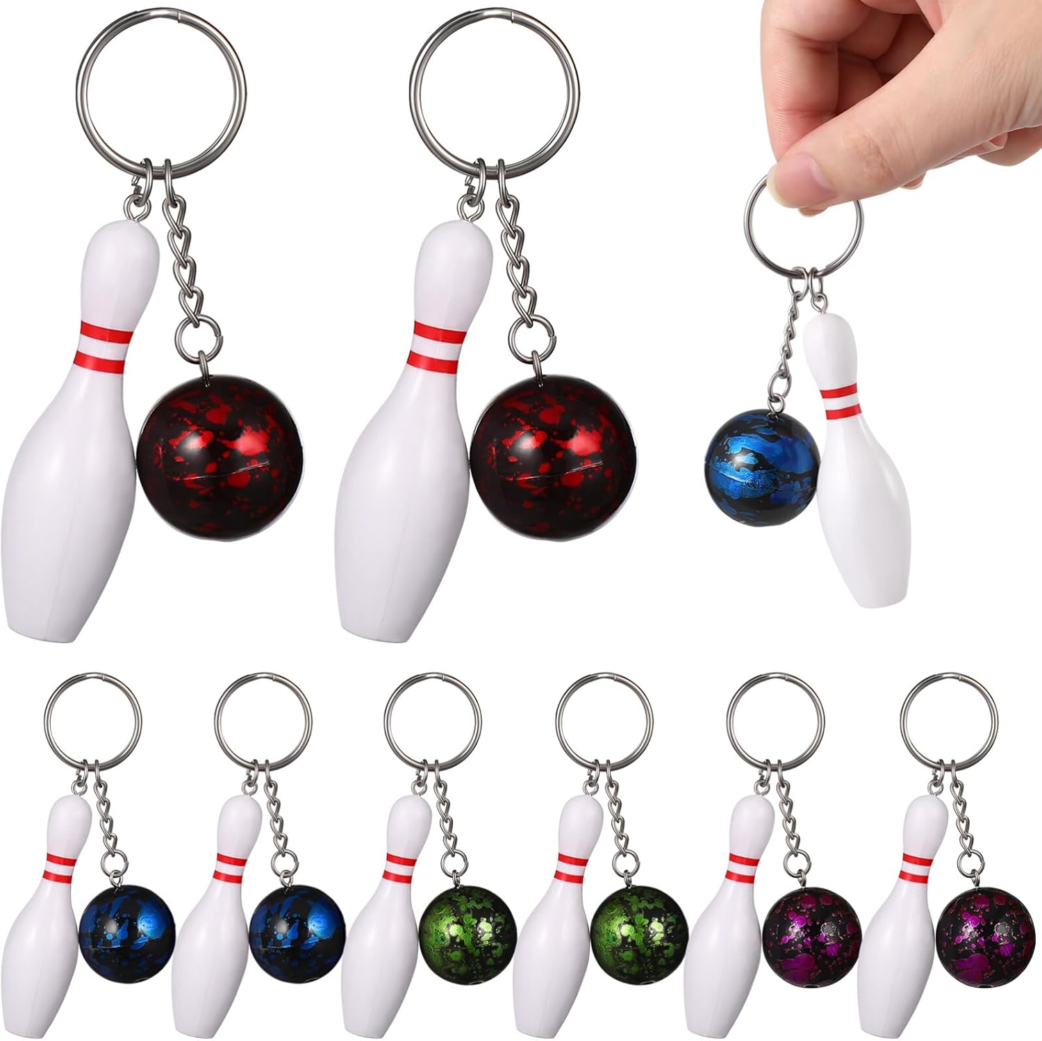 Sewroro 10 Pcs Bowling Keychain Bowling Pin Pendant