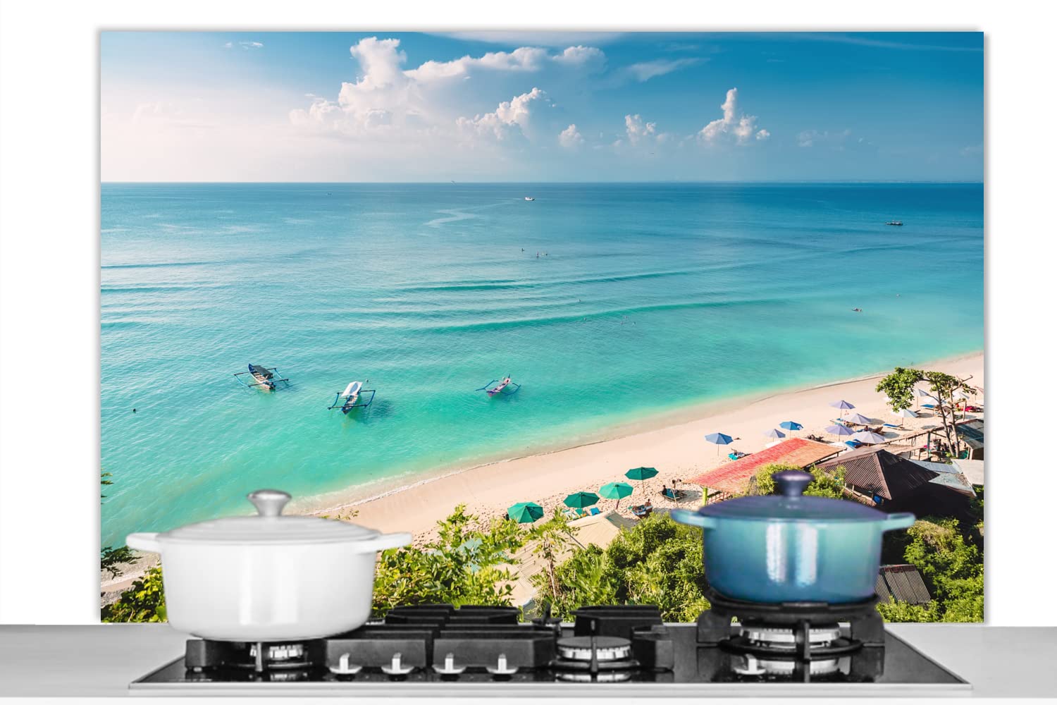 Credence Mer Du Nord - Bateau De Pêche - Oiseau Fond De Hotte 120x80 Cm