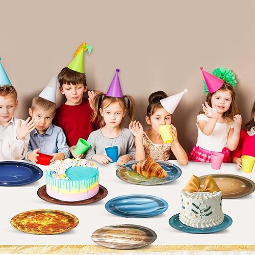 Miniatura 6 de 50 platos de fiesta del sistema solar para el espacio exterior, suministros de fiesta temática de galaxia, planeta, 7 pulgadas, platos de papel de