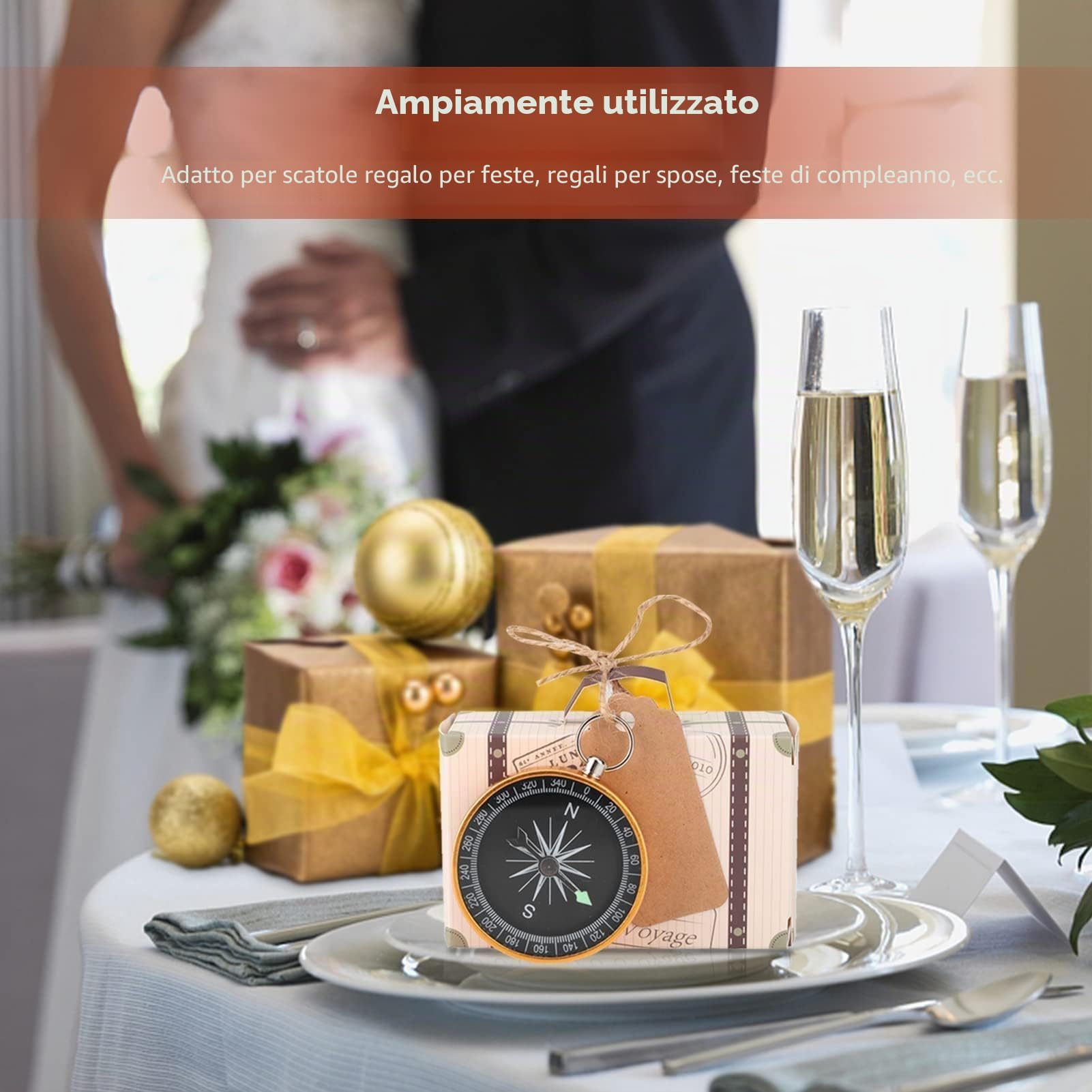 Bomboniera Regalo da 20 Pezzi, con Bussola e Etichette Kraft, Bomboniere Battesimo Maschio/Bambina,Scatoline Portaconfetti Nascita per Dolci Nozze