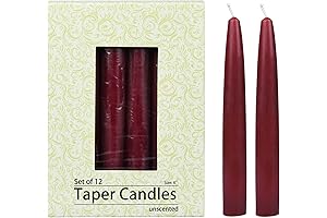 12-Piece Burgundy Taper Candles