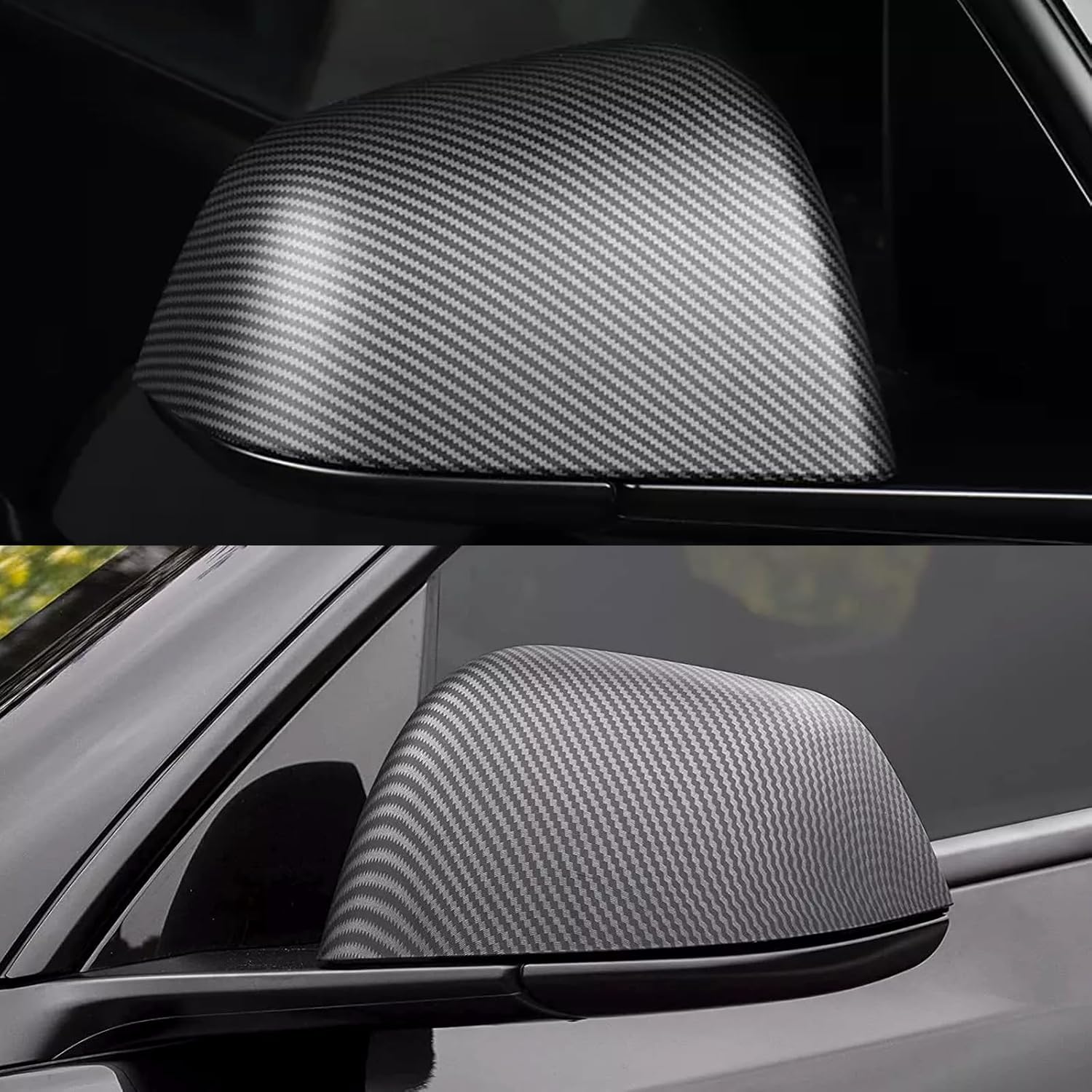 2Pcs Mirror Caps Guard For Tesla Model Y Rearview Cover, Compatible with Model Y 2021-2024 ABS Rear Side Mirror Cover Exterior Accessories (Matte Carbon Fiber Print, Model Y)