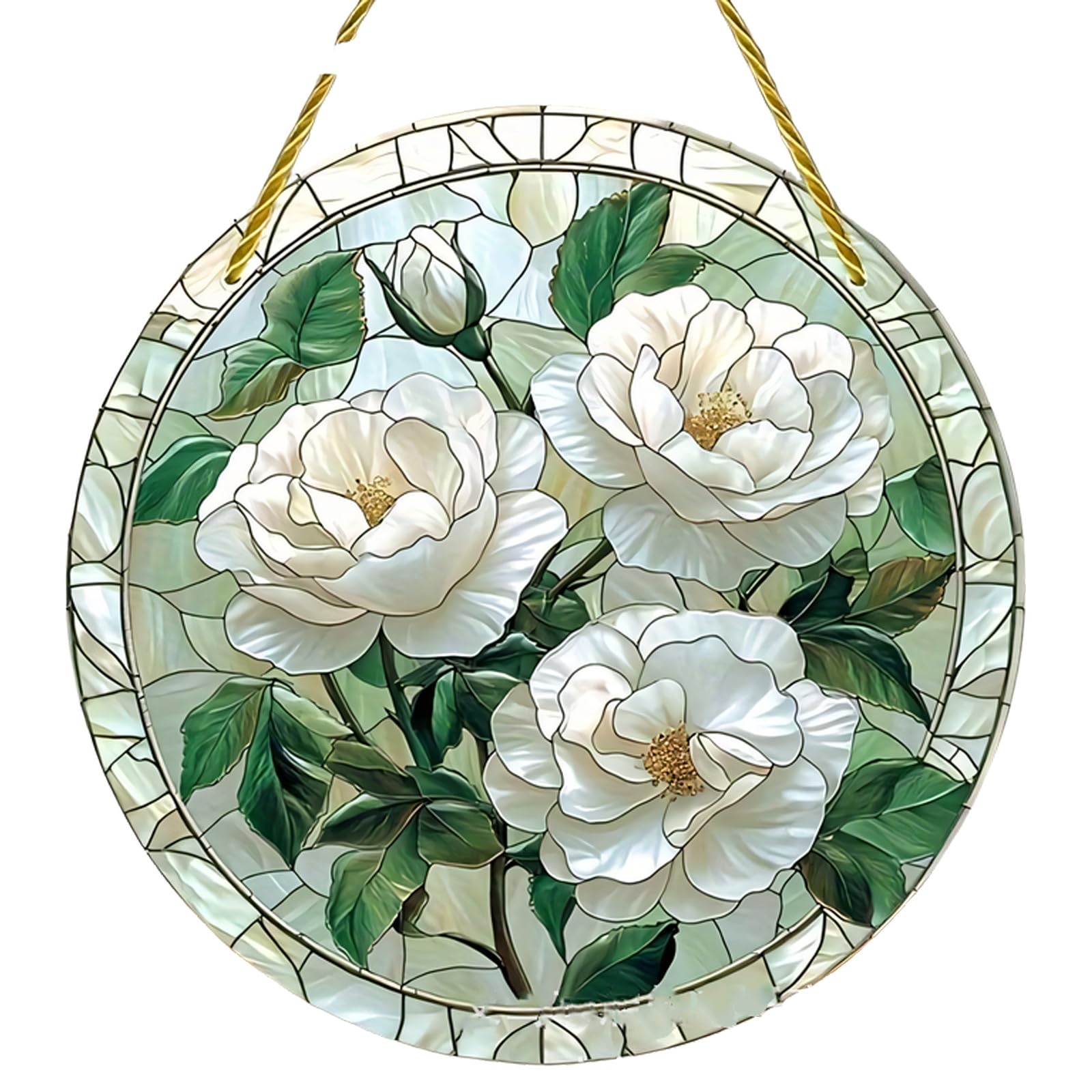 Stained Glass Window Hangings Acrylic Peacocks/Flower Suncatchers Decors for Home Garden Yard Ornament Housewarmings Gift Glass Catchers Flower Suncatchers Acrylic Housewarming Garden Sun Design
