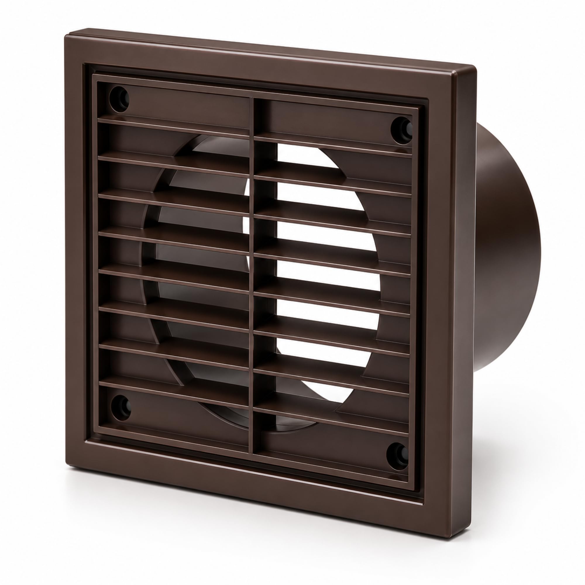 Airflow® External Wall Vent Cover – Brown Round Plastic Grille for 125mm / 5" Ducting – Weatherproof Air Outlet – 187mm x 187mm