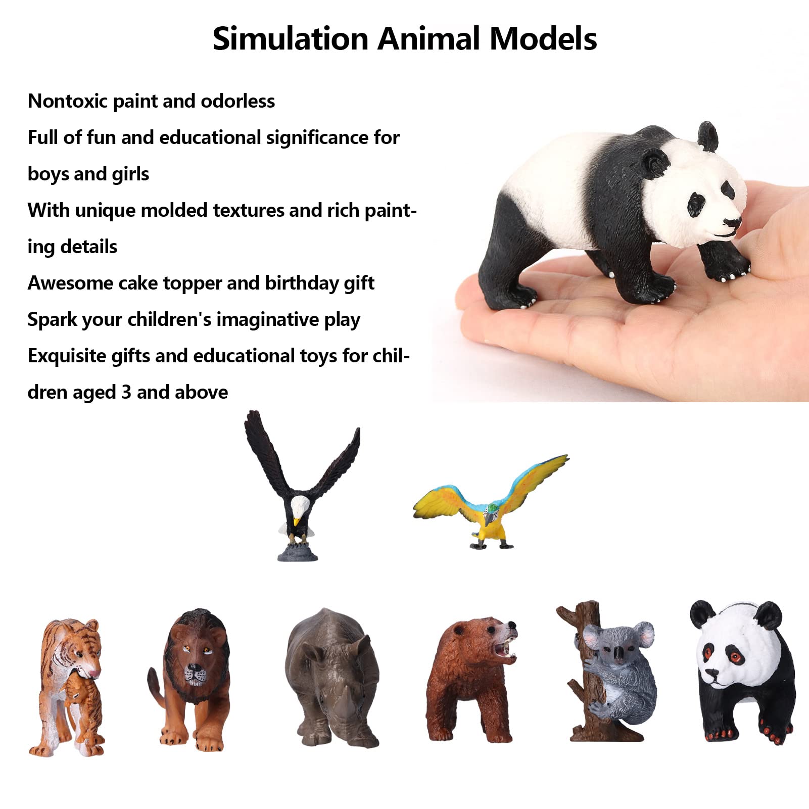 Juego de 8 Figuras de Animales Salvajes con Beneficios Educativos para Niños, Modelos de Animales de la Selva de PVC Duraderos