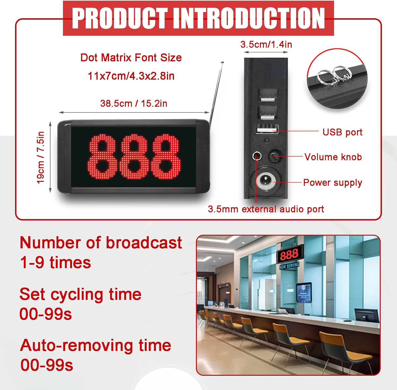Take a Number System Queue Calling System Number Calling System Queue Management System Loud Speakers 3-Digit Display Call Host Display Screen Counter Caller for Restaurant/Cafe/Clinic/Bank