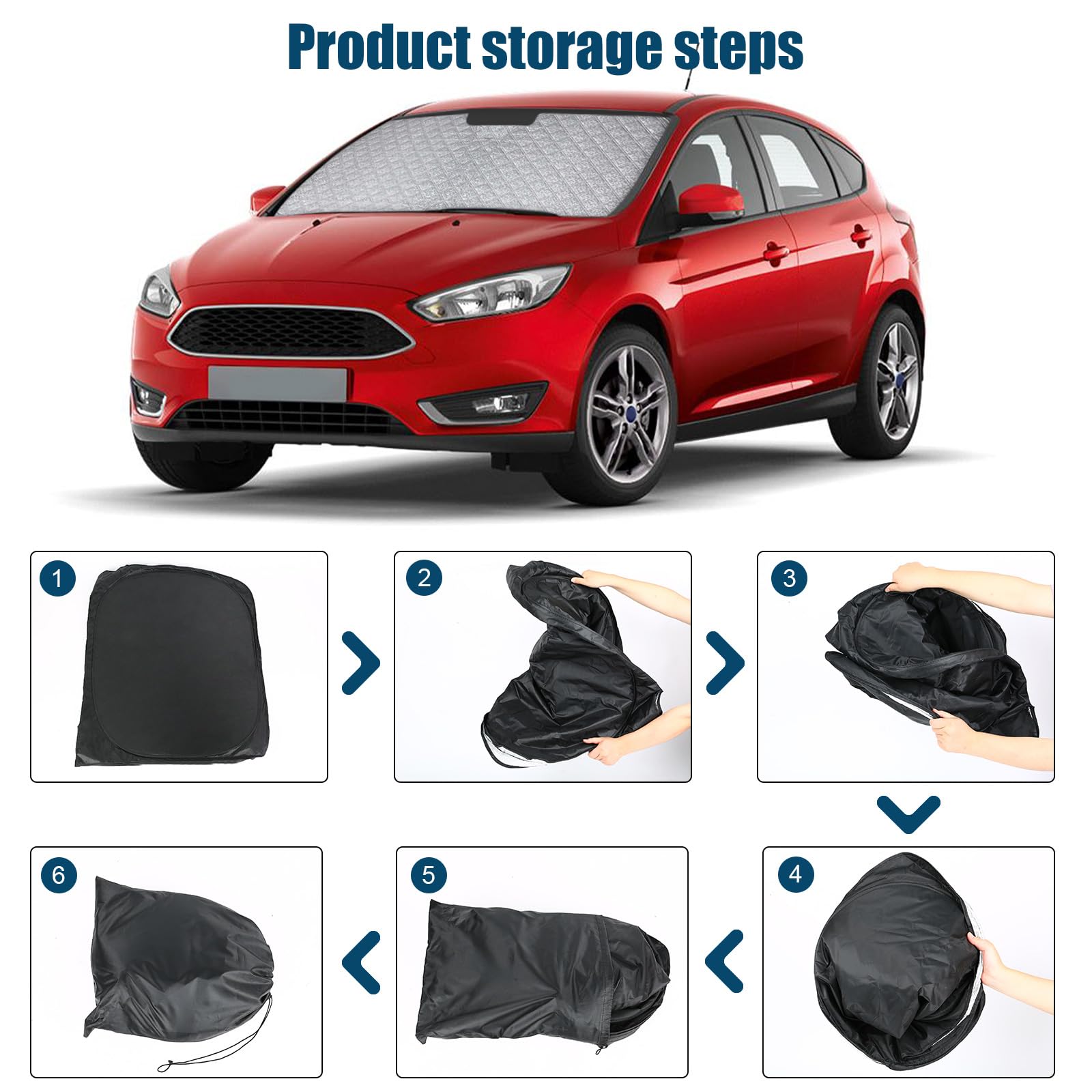 Parasol Coche Delantero Plegable Repuesto para Ford Focus MK3 2010-2018, Coche Sol Sombra Bloquea los Rayos UV en el Interior del Parasol Protector