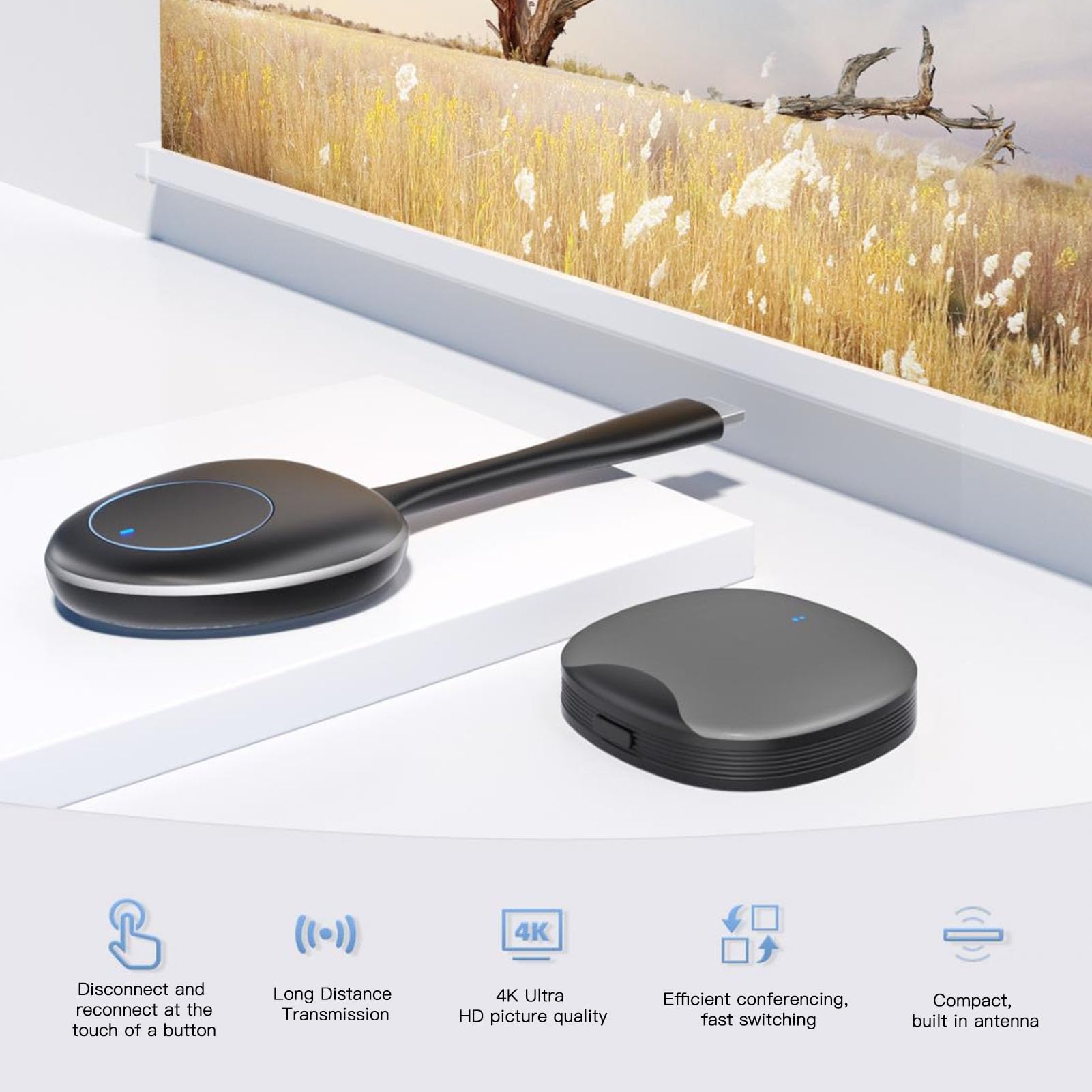 Kit d'interface Multimédia 4K HD Adaptateur 5 GHz Libérez Votre Streaming Vidéo avec 30 Hz et 2.4 5G pour des Lecteurs Multimédias Haut de Gamme Relayés par des émetteurs et des