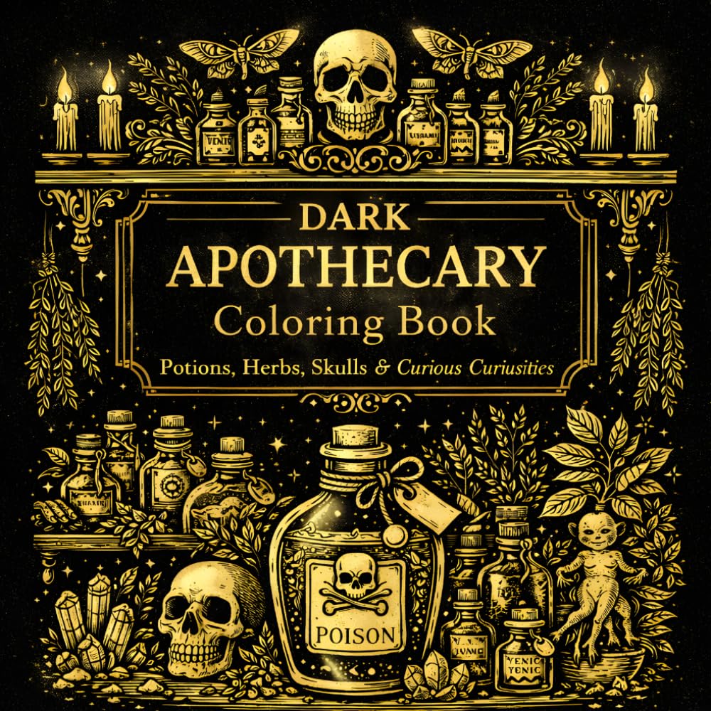 Dark Apothecary Coloring Book: Gothic Potions, Poison Plants, Skulls & Witchy Botanicals for Relaxing Coloring