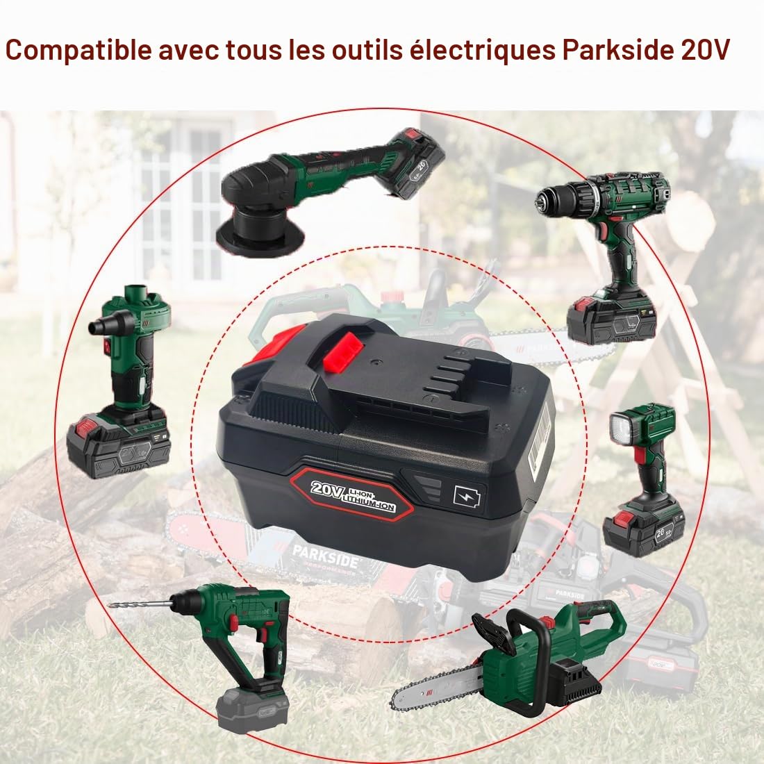 20V 5,0Ah Batterie pour Parkside X 20V Team, Pap 20 A1 B1 B3, Parkside XTEAM Series, pour Park-Side Pap 20 A2