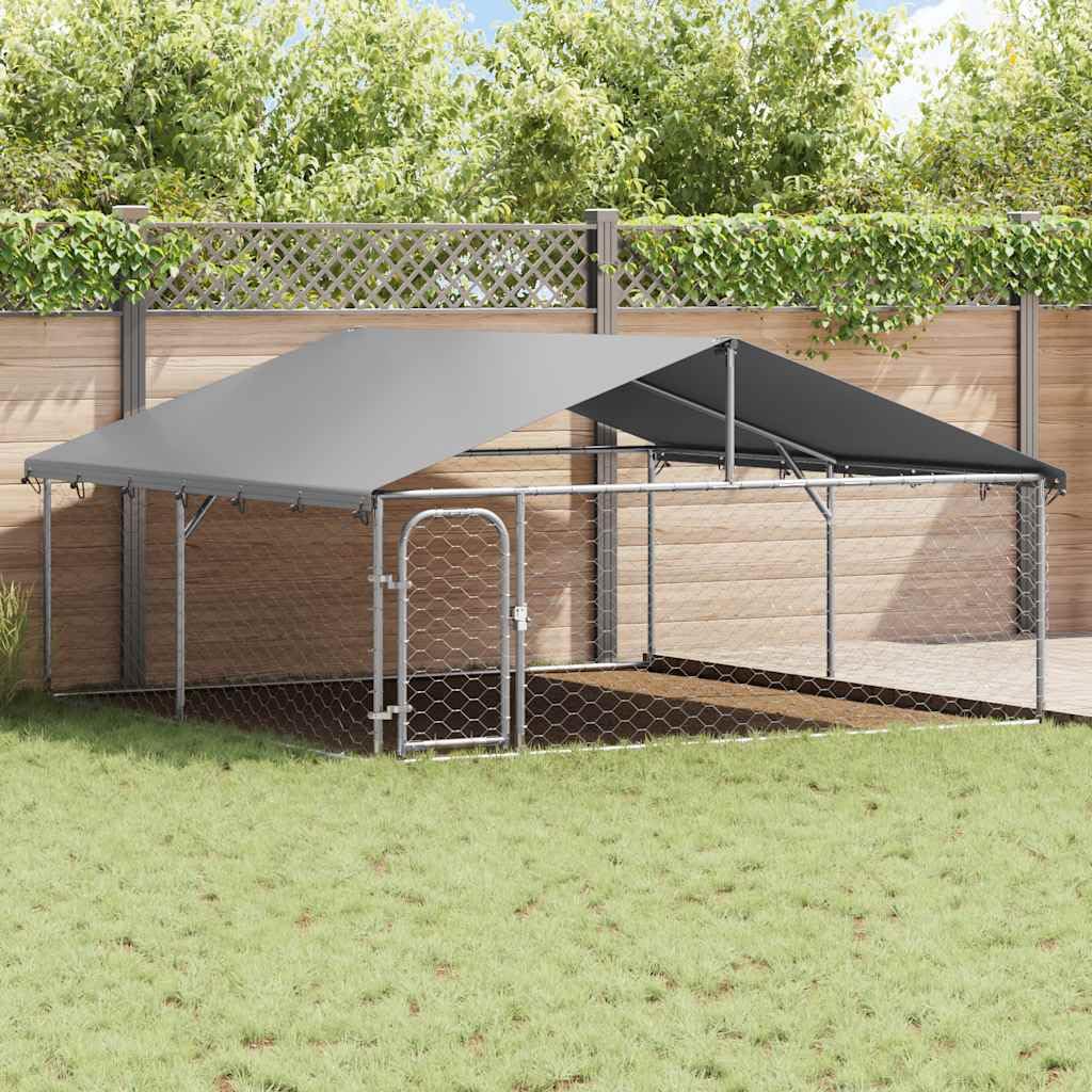 Perrera para perros al aire libre con techo, acero galvanizado, 300 x 300 x 150 cm, se puede cerrar, con protección y seguridad para cachorros, ideal como recinto, caño y parque infantil en el