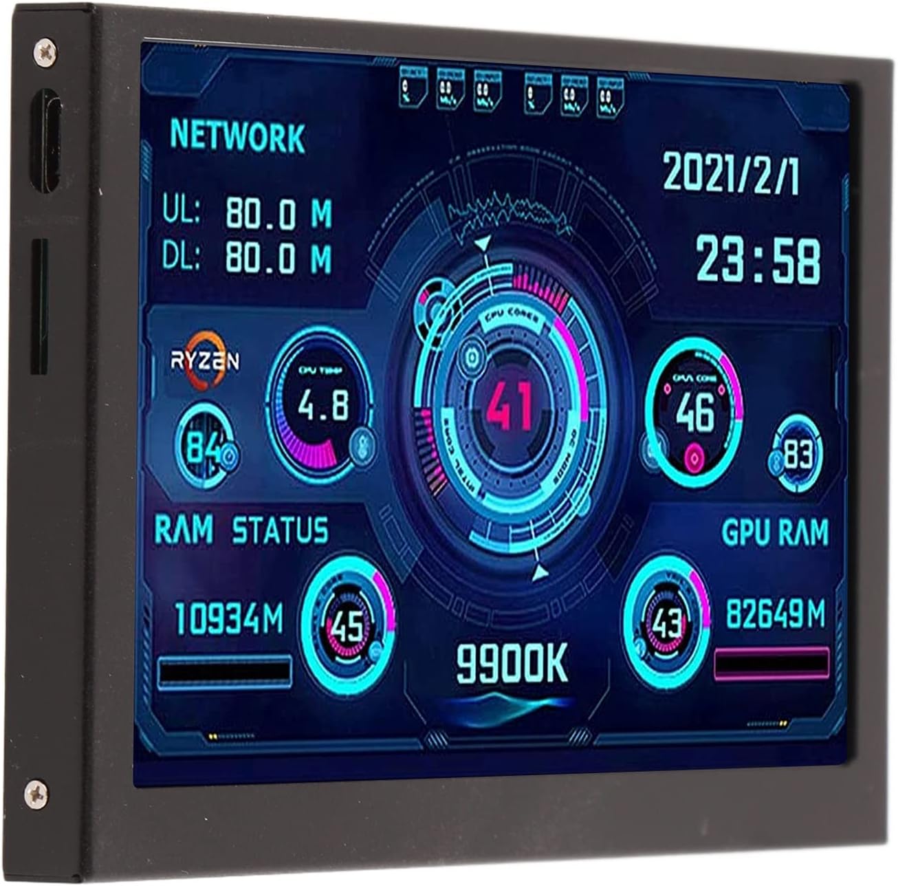 Monitors,Pc Cpu Data Monitor 5In Ips Usb C Type C For Aida64 Pc