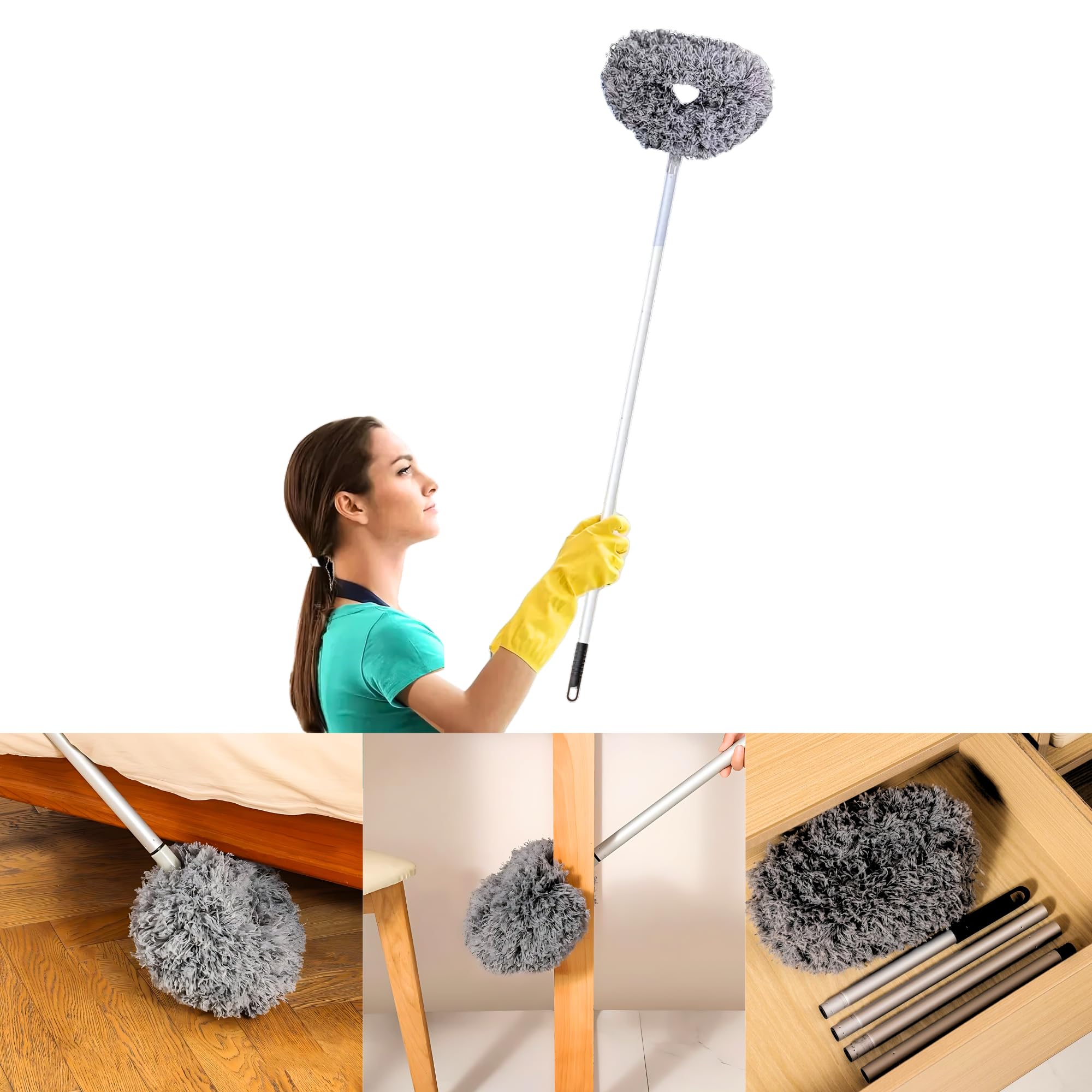 HomeEssentials Extendable Fan Cleaner Brush - Microfiber Duster | Soft Dense Cleaning Brush | Home Cleaning, Double Sided Brush (13-50 in) | Detachable Head with Hanging Hole,Cleaning Tool (Pack of 1) (B0DFWWZX2Q) Amazon Price History, Amazon Price Tracker