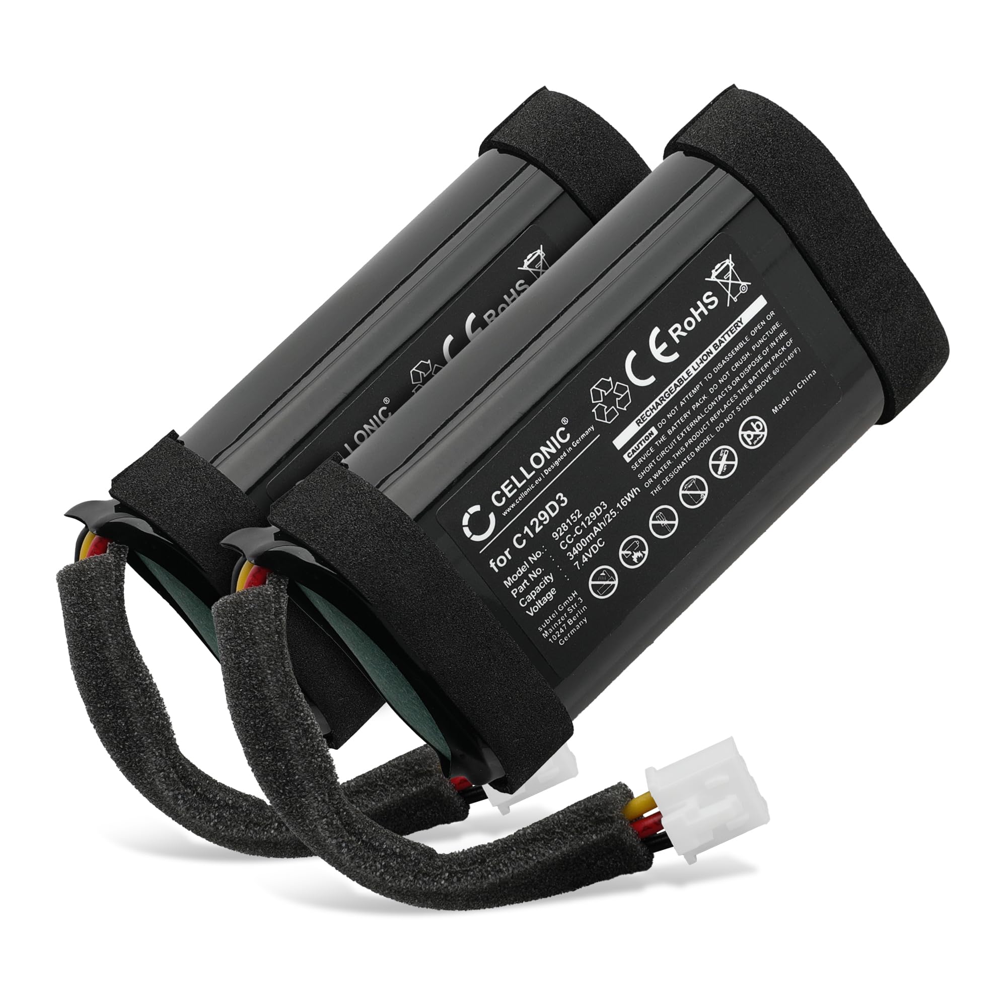 CELLONIC 2X Batería para Altavoz Compatible con Bang & Olufsen BeoPlay A1, C129D3 - (3400mAh, 7.4V)