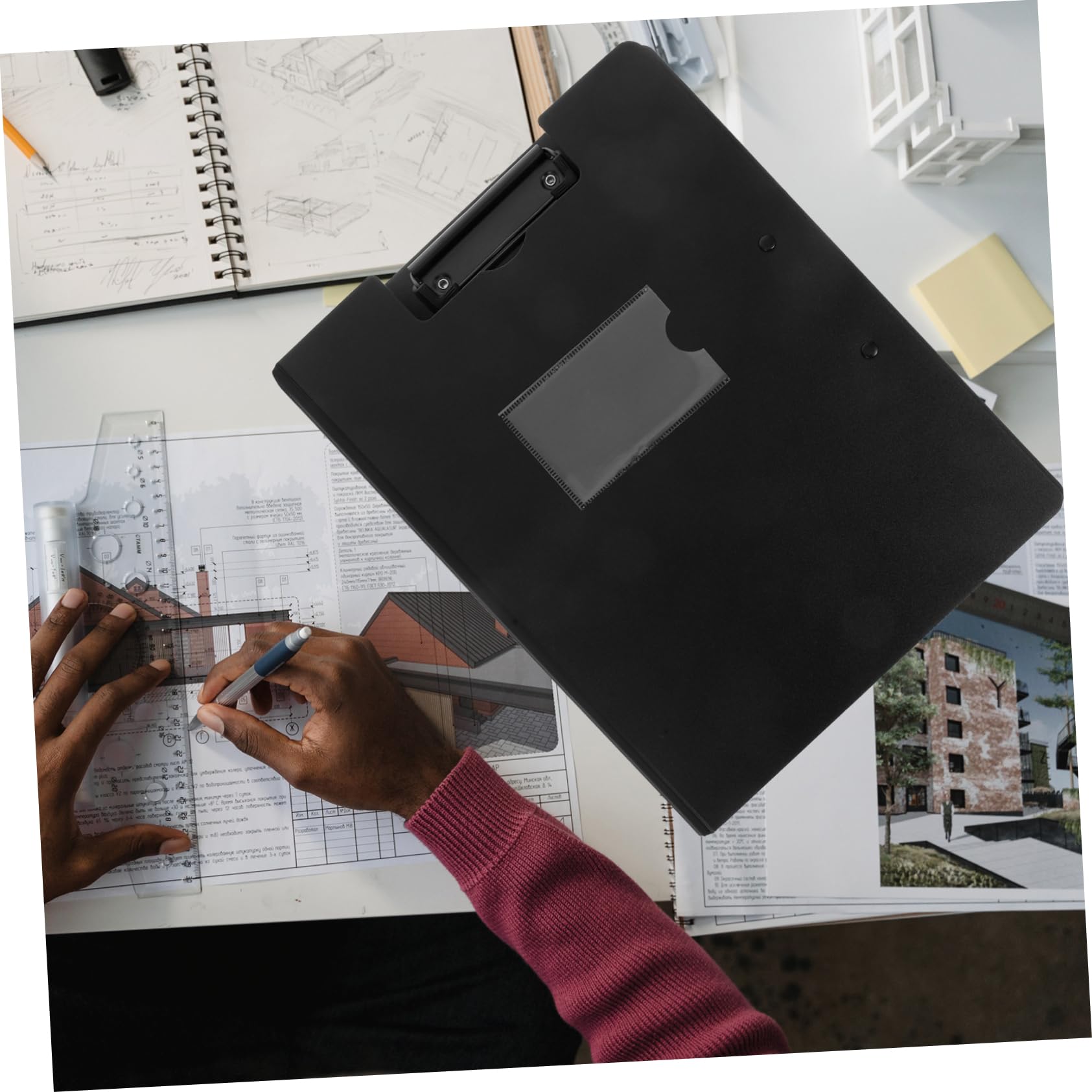 NUOBESTY 6pièces Porte-documents Pliable Plastique avec Double Pince Horizontale Étanche et Portable pour Bureau Soins Infirmiers et Organisation de Documents