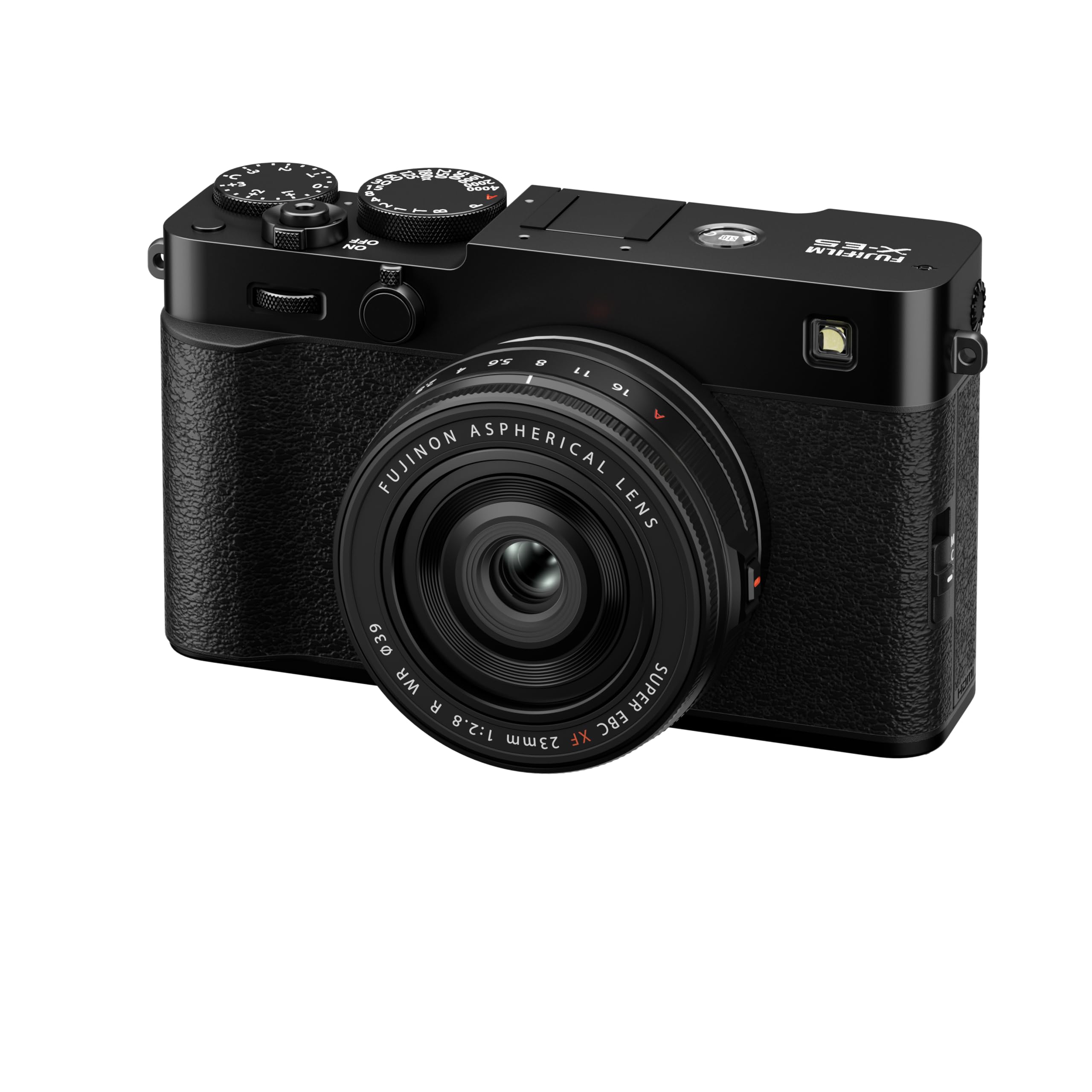 FUJIFILM X-E5 Systemkamera mit Sucher + XF23mmF2.8 R WR Objektiv | APS-C-Kamera im klassischen Messsucher-Design mit 40,2 MP Sensor, 5-Achsen-IBIS und KI-Autofokus | Kit Black