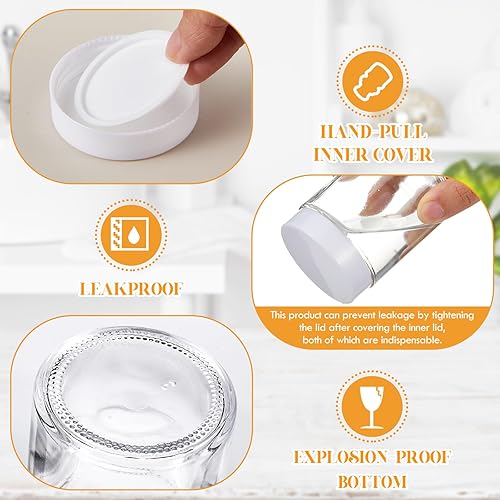 Miniatura 9 de Domensi 24 frascos de vidrio de 6 onzas con tapas, a prueba de fugas, redondos, herméticos, vacíos, con forro interior, tapa para almacenar