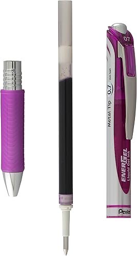 Miniatura 5 de Pentel EnerGel Deluxe RTX Bolígrafo de gel líquido retráctil, (0.028 in), punta de metal, tinta violeta, paquete de 1 (BL77BPV)