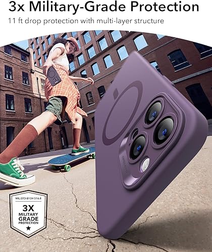 Vista 468 de ESR Funda para iPhone 15 Pro Max, compatible con MagSafe, de grado militar, negro transparente