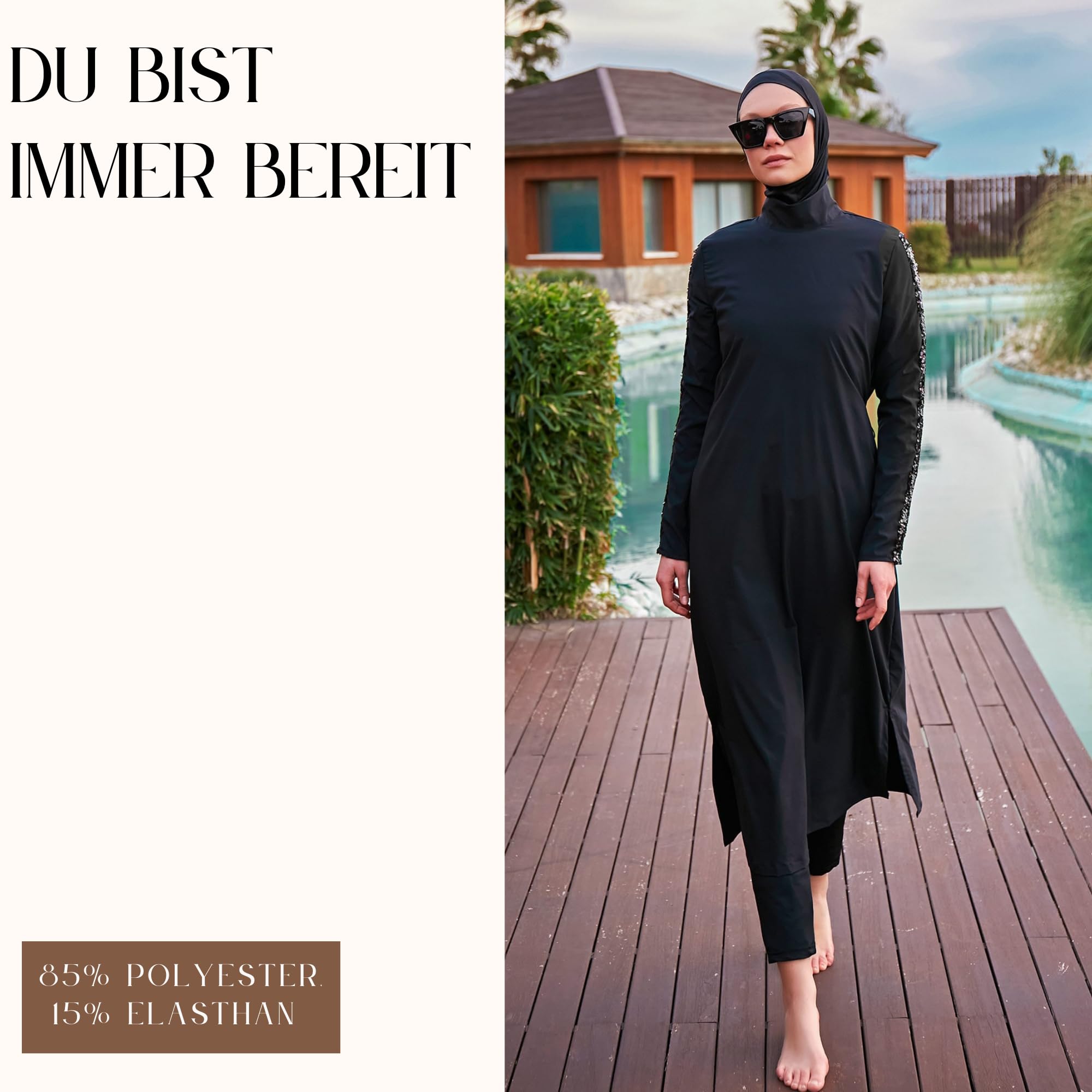 MARINA SWIMWEAR Costume da bagno da donna musulmano in stile burkini musulmano in 4 pezzi | Rashguard a maniche lunghe a copertura completa | modesto hijab