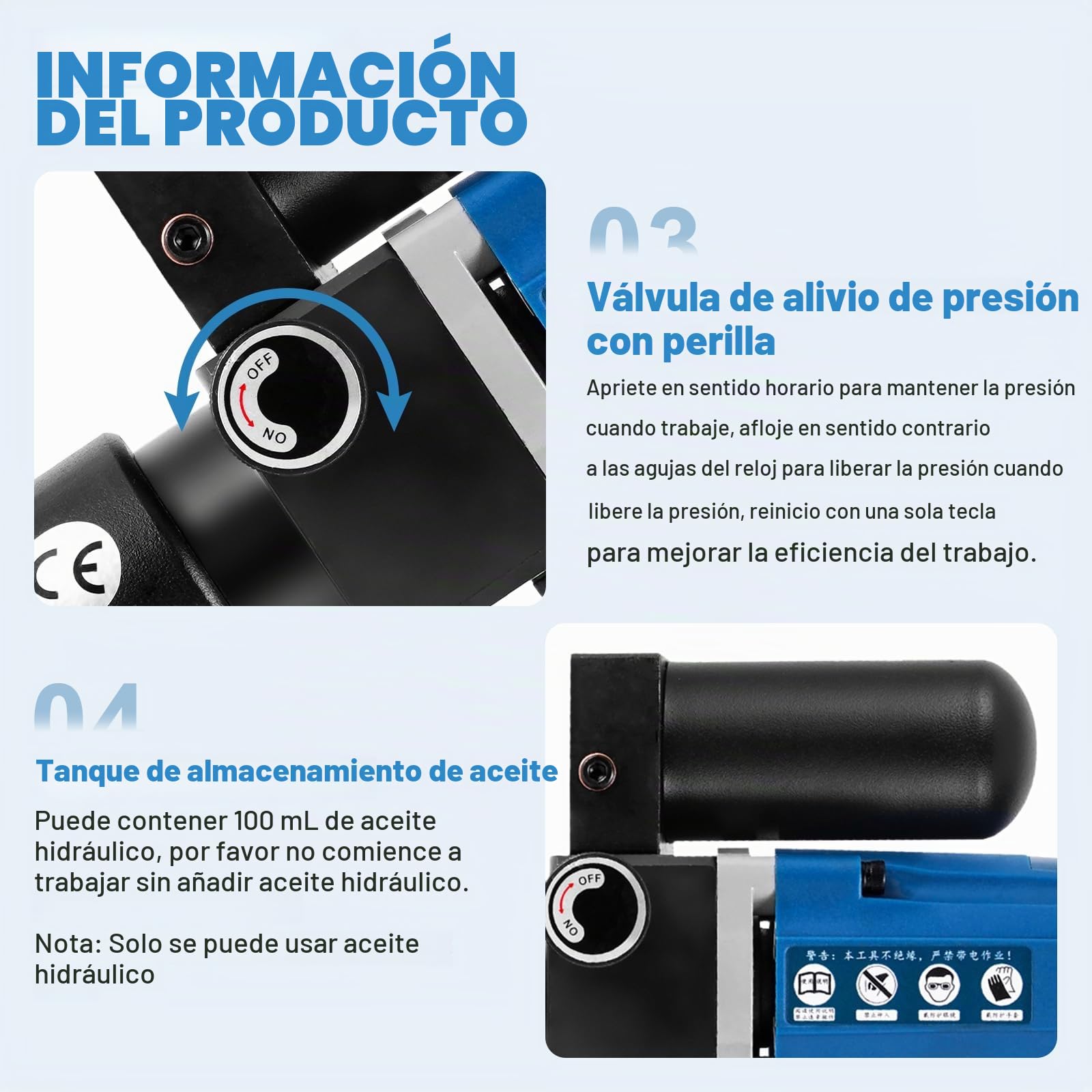 MXBAOHENG 4-300mm² Crimpadora hidráulica eléctrica 120 KN Alicates de prensado hidráulicos Crimpadora de alambre hidráulico eléctrico con 15 insertos de presión para terminales de cobre y aluminio
