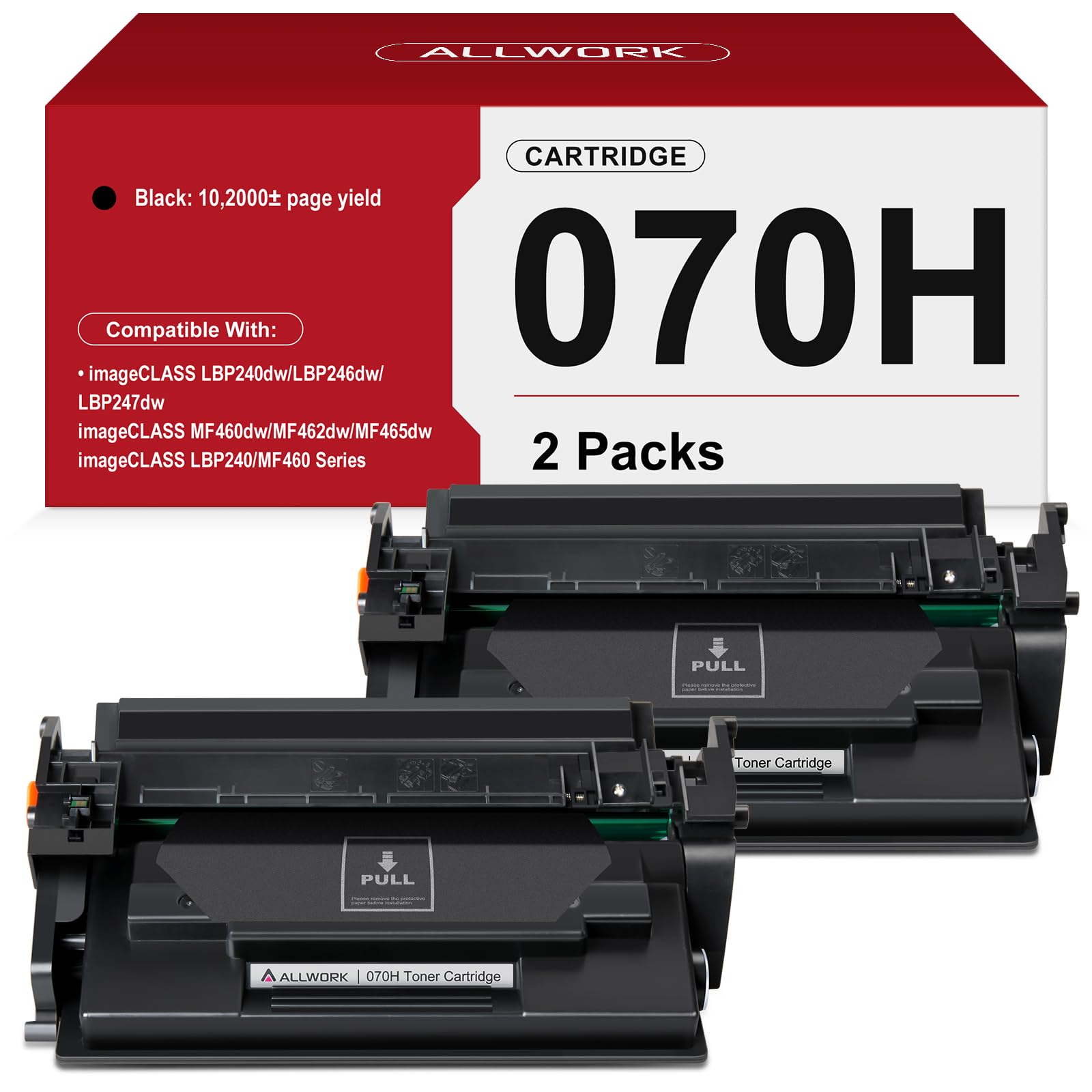 Photo 1 of 070H High Yield 10,200 Pages Black Toner Cartridge Compatible Replacement for Canon 070 H CRG-070 for imageCLASS MF465dw MF462dw LBP246dw LBP247dw Printer (2-Pack)