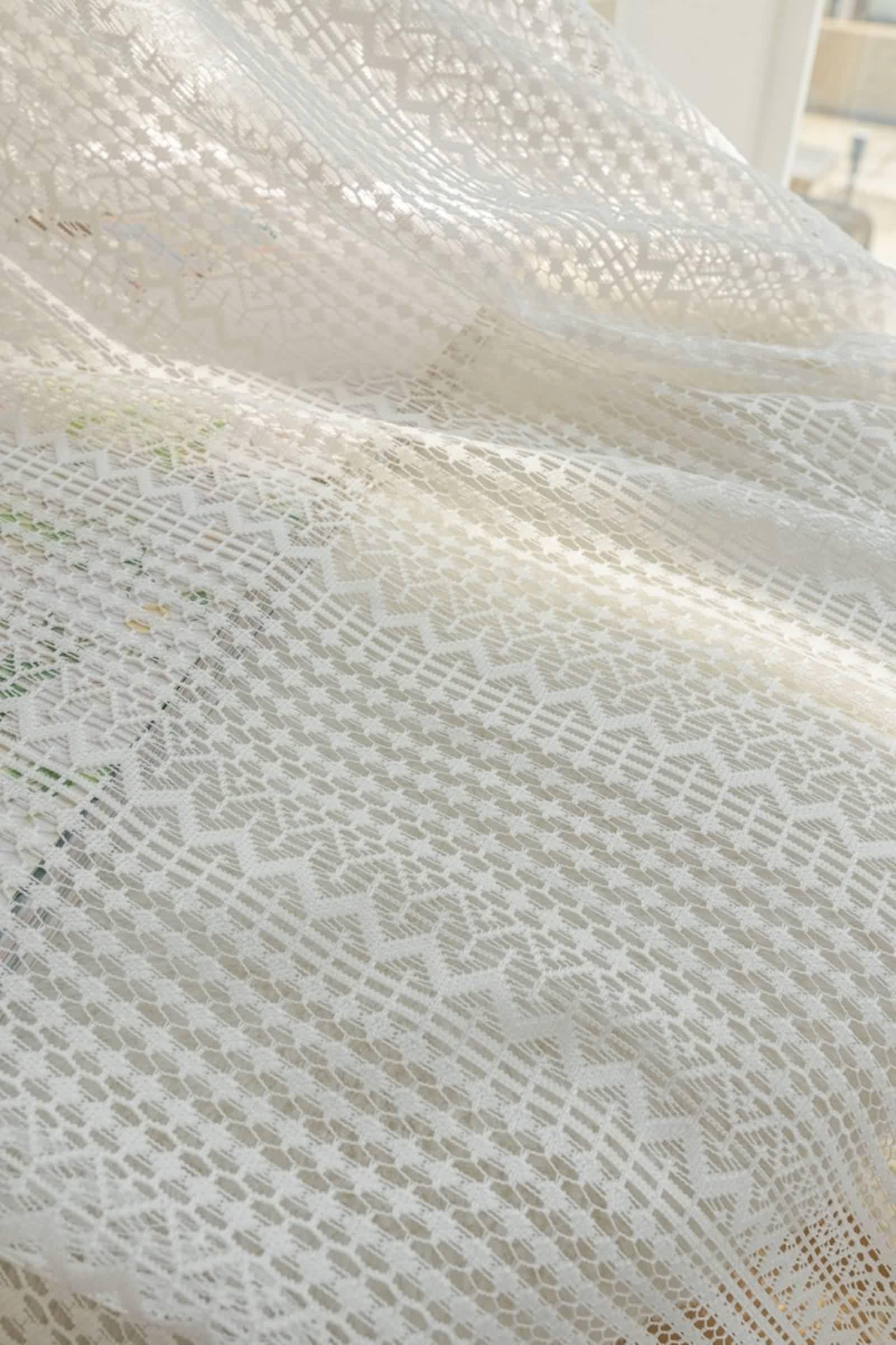 Vorhang Weiß Fenster, Gardine Küche Einfarbig Nano Curtains Voile 2er Set B 107 x H 115 cm