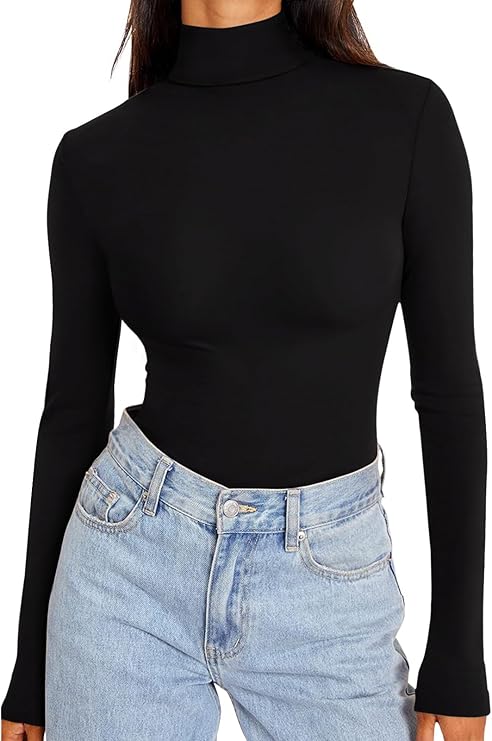 Women's Long Sleeve Mock Turtle Neck Top