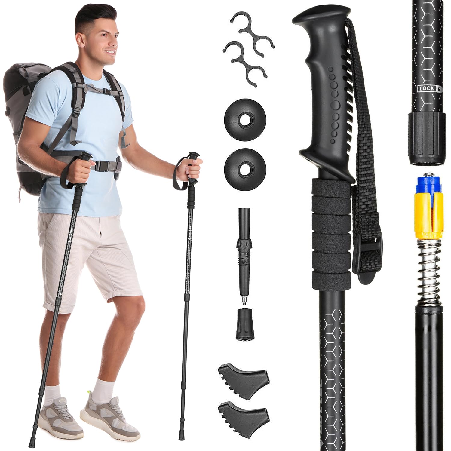 Bastoni da trekking, bastoni da nordic walking, bastoni da escursionismo - regolabili da 65 a 135 cm