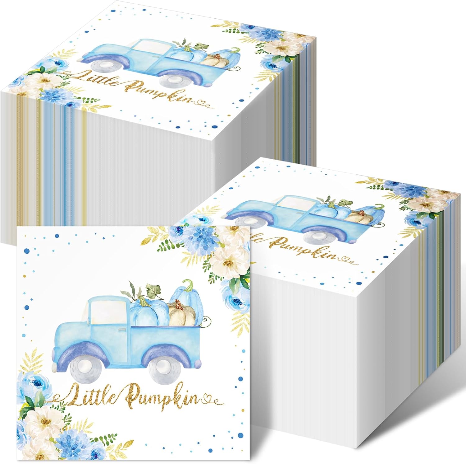Little Pumpkin Napkins Blue Floral Pumpkin Dinner Napkins