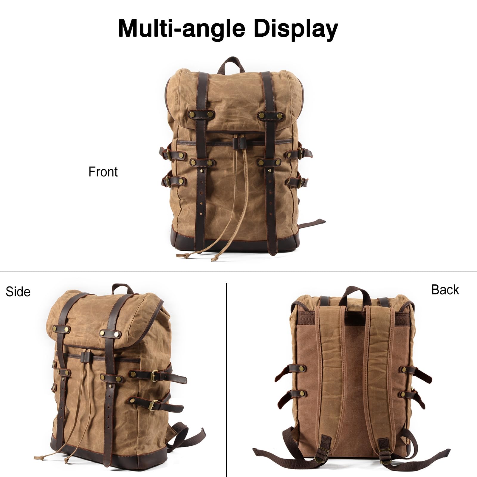 FANDARE Lienzo Mochila de Senderismo Retro Mochila Mochilas de Marcha con cordón Mochilas de Ciclismo Trekking al Aire Libre Daypack Bolsa de Cuerda para Viaje Excursionismo Equipaje Daypacks