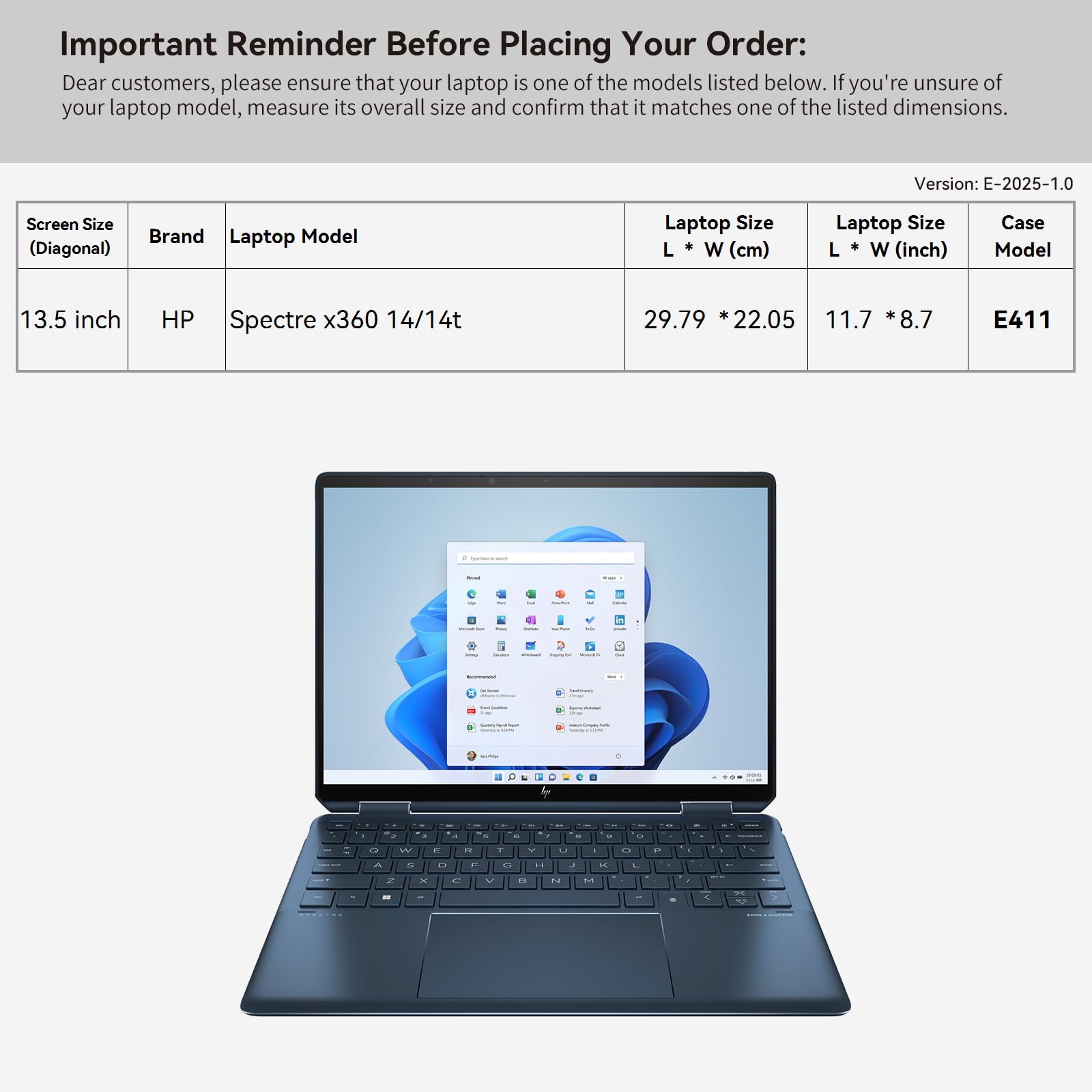 Smatree Custodia protettiva impermeabile antiurto per computer portatile da 13,3", su misura per HP Spectre x360 14/14t, Elitebook 835/830/630 G9/G10, Elitebook x360 830 G9, 13" HP Laptop Cover, nero