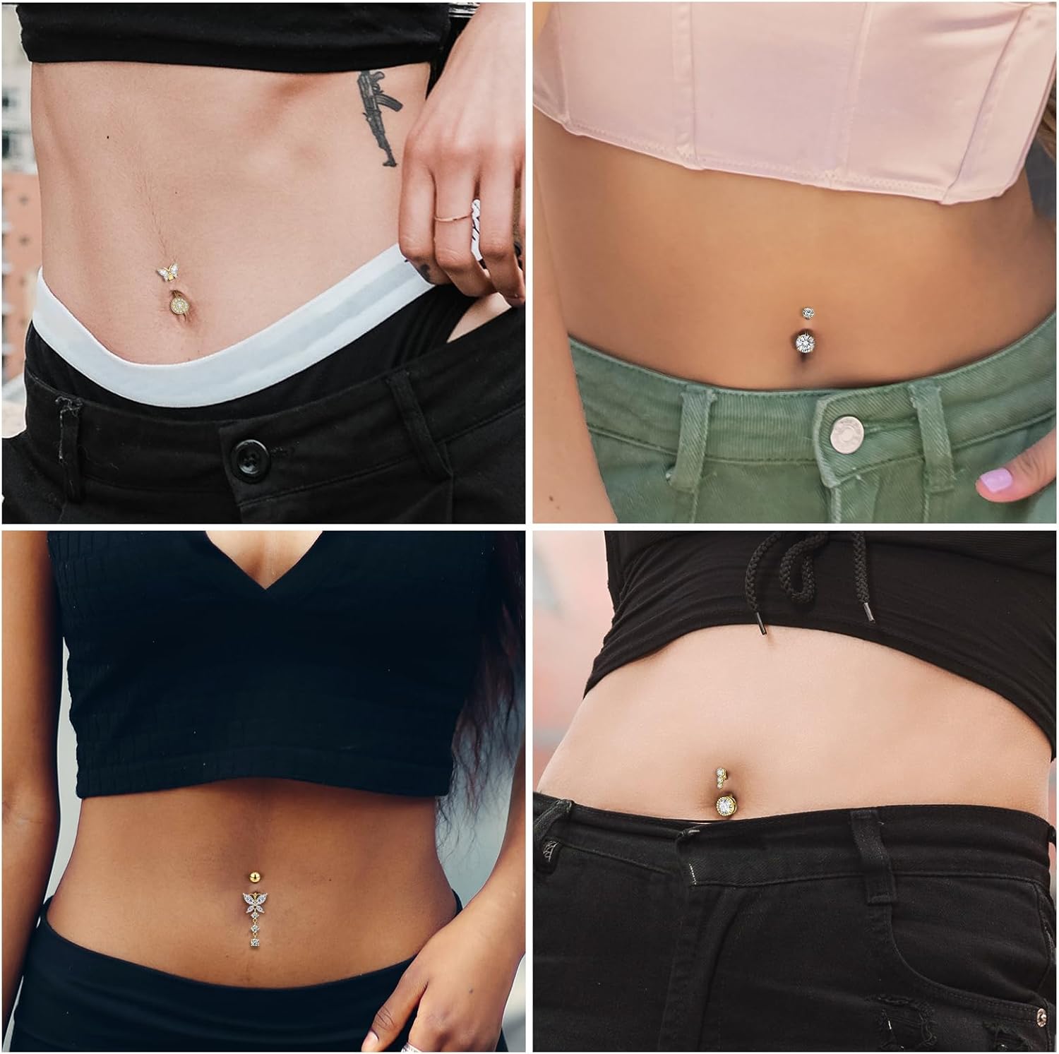 18pcs Belly Button Rings 14G 1.6MM Stainless Steel CZ Navel Rings Belly Button Piercings Jewelry Belly Rings for Women with 9pcs Replacement Balls Silver Gold Pink - Image 6