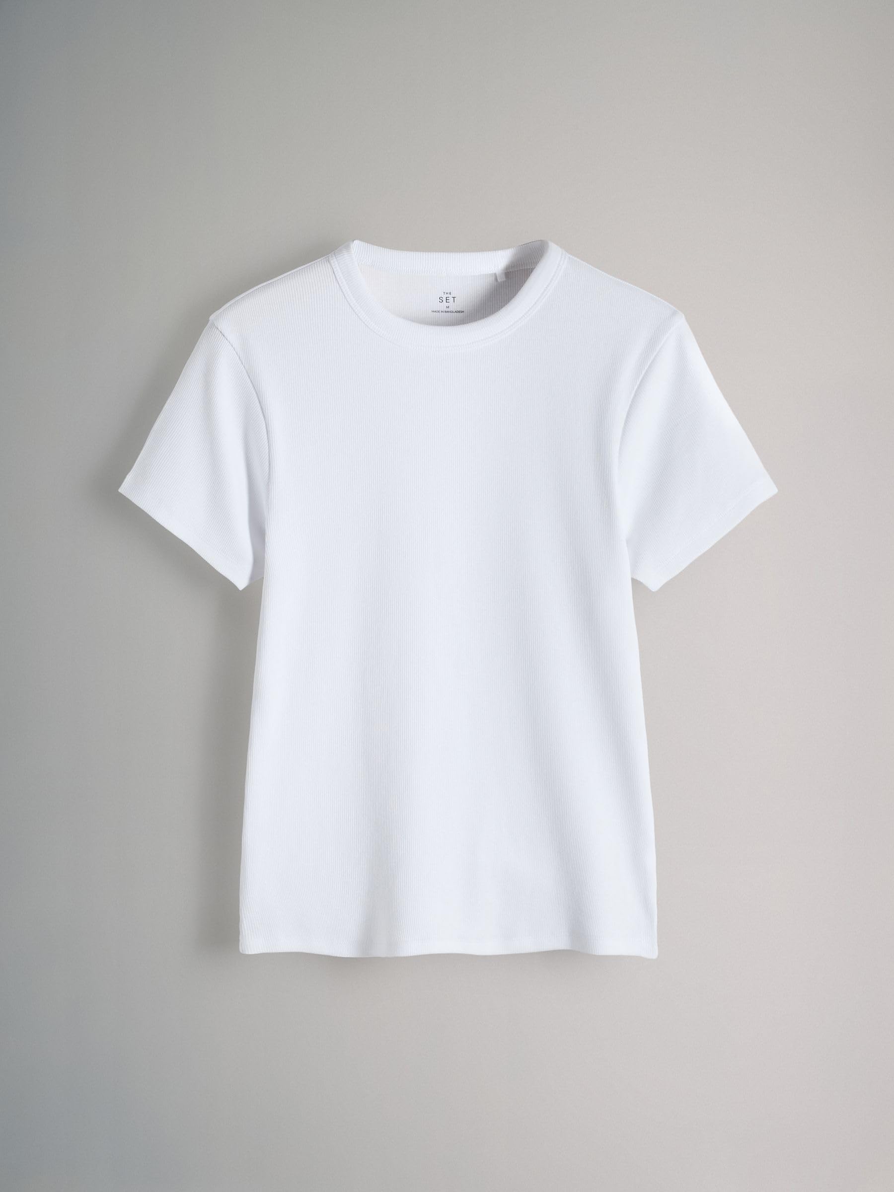 THE SET Femme T-Shirt côtelé à Manches Courtes, Lot de 8