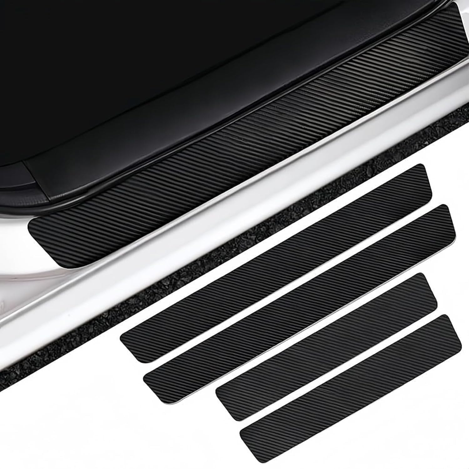 SHANXIYINGHAIBAIHUODIAN 4Pcs Car Door Sill Protector for BMW 2er U06 Active Tourer 2022, Carbon Fiber Car Kick Plates AutomobileSticker, Plates Accessories Automobile