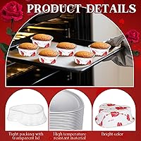 Vista 3 de Juego de 100 moldes para pasteles en forma de corazón con tapas, mini moldes de papel de aluminio para tartas de San Valentín, 3.4 fl oz/3.4 onzas