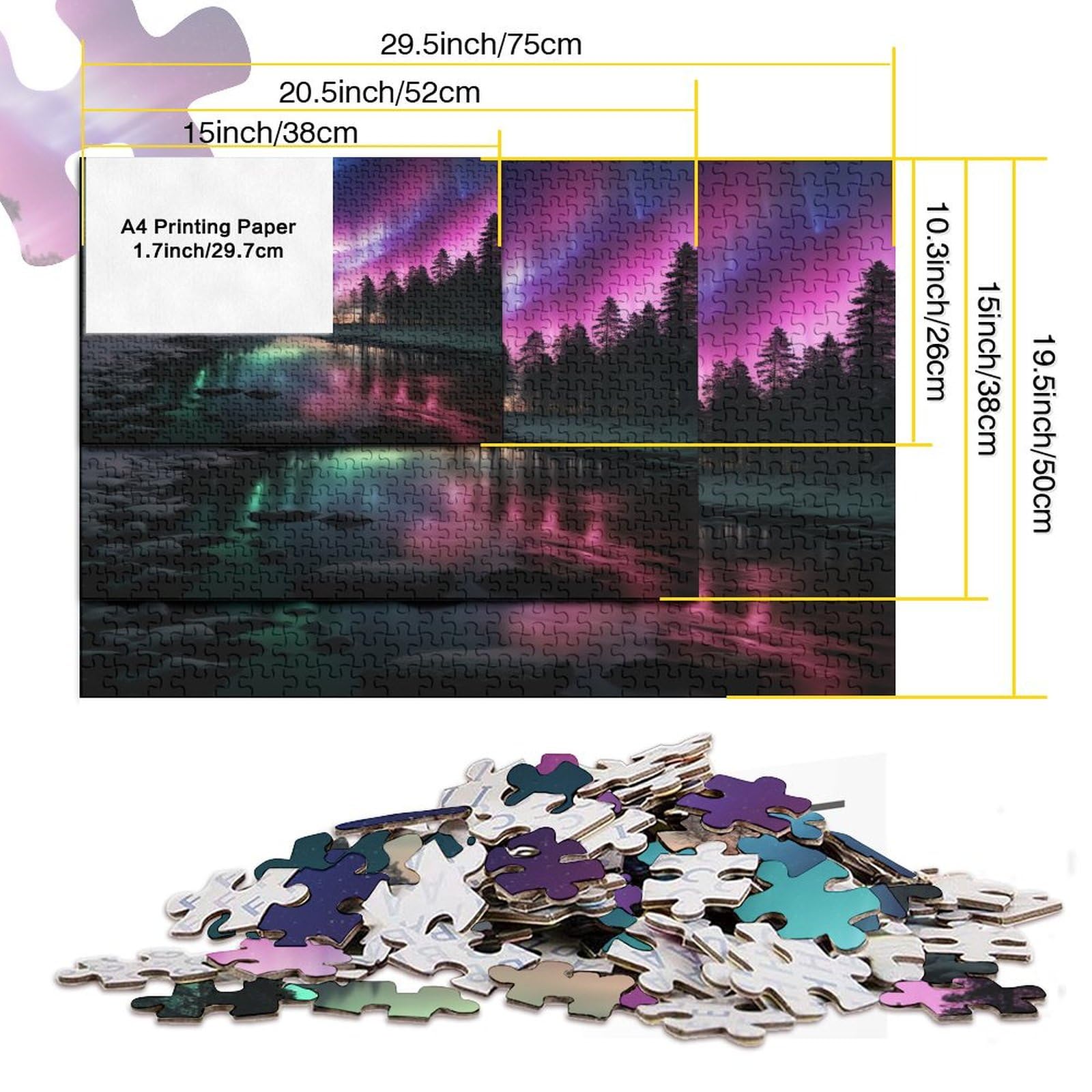 Aurora Puzzle Da 1000 Pezzi Per Adulti Puzzle Da 1000 Pezzi Puzzle Da 1000 Pezzi Giochi tivi Decorazione Della Casa Puzzle Può Essere Usato Come Regalo 1000pcs (75x50cm)