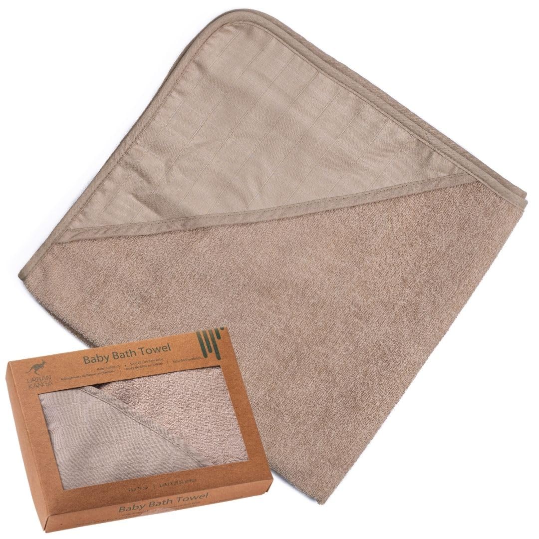 Urban Kanga Toalla Bebé con Capucha de Muselina y Rizo | Doble cara: muselina suave y rizo absorbente