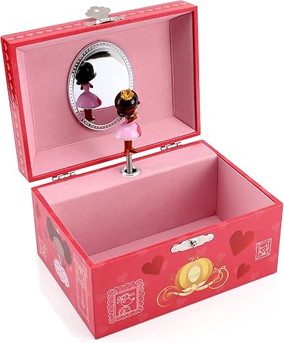 Miniatura 3 de FALUOS Joyero musical con bonita caja de música de princesa giratoria estuche de almacenamiento de joyas el mejor regalo de juguetes para niñas