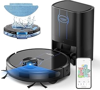 Laresar Clean Robot Vacuum Cleaner with Mop, 5000Pa Strong Suction, Lidar Navigation Robot Vacuum with 3.5L Self-Empty Station, 180mins Runtime, Robotic Vacuuum for Hard Floors and Carpets, L6 Nex
