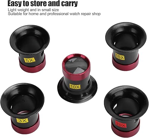 Miniatura 5 de Lupa de relojero de lupa, 5 lentes de lupa, mini lupa portátil, accesorio para joyería, manualidades, ayuda de lectura, aleación de aluminio maciza,