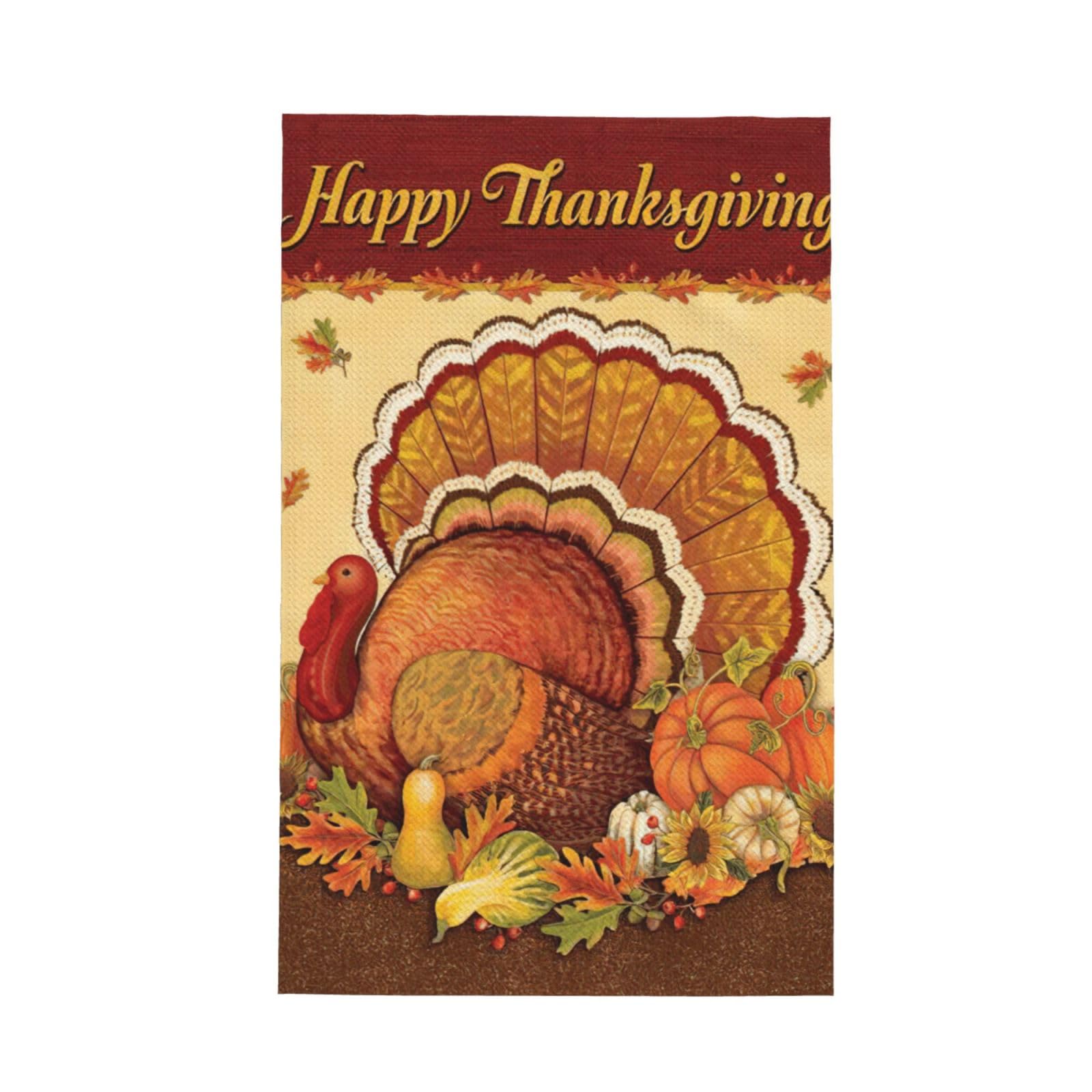 XXahnbm Thanksgiving Garden Print Waffle Kitchen Towel,Absorbent Hand Towel
