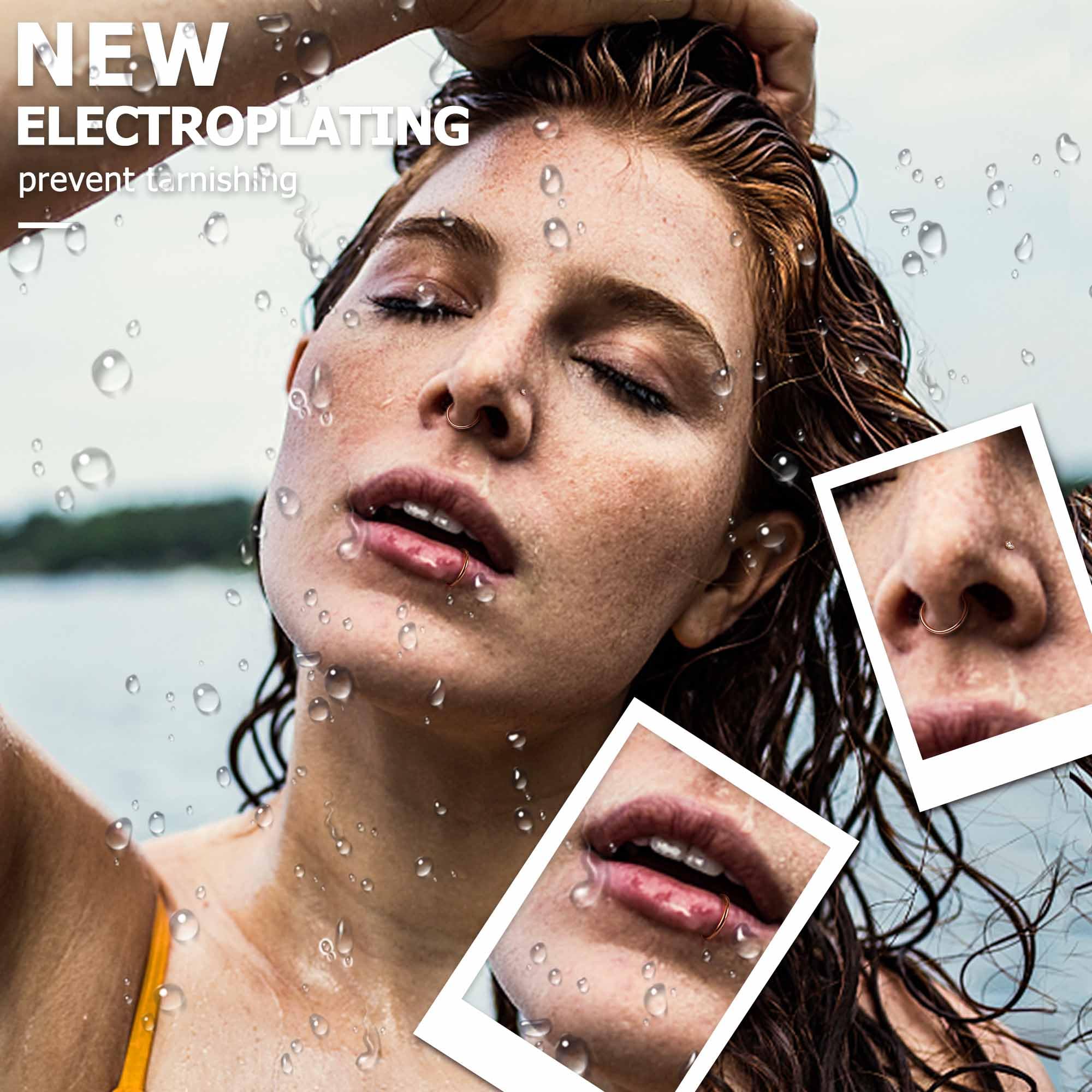 LOYALLOOK 18Pcs Nose Rings Studs - 316L Surgical Steel Gold Nose Studs Double Hoop Nose Ring for Women Men 18G/20G Nose Rings Stud Hypoallergenic Nose/Body Piercing Jewelry 1.5mm 2mm 2.5mm 3mm CZ: Rose Gold-18G
